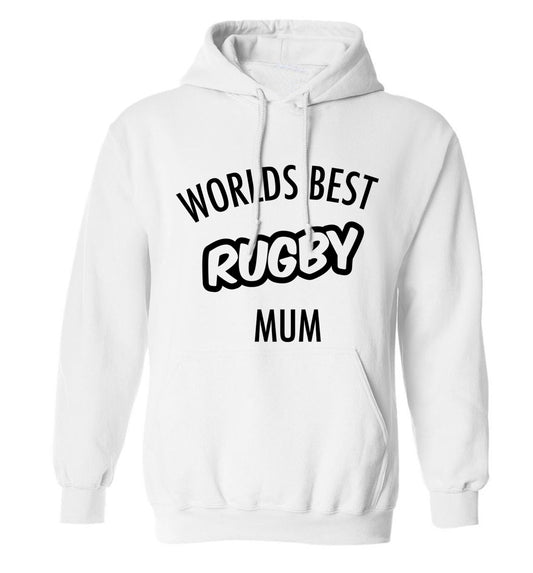 Worlds best rugby mum adults unisex white hoodie 2XL