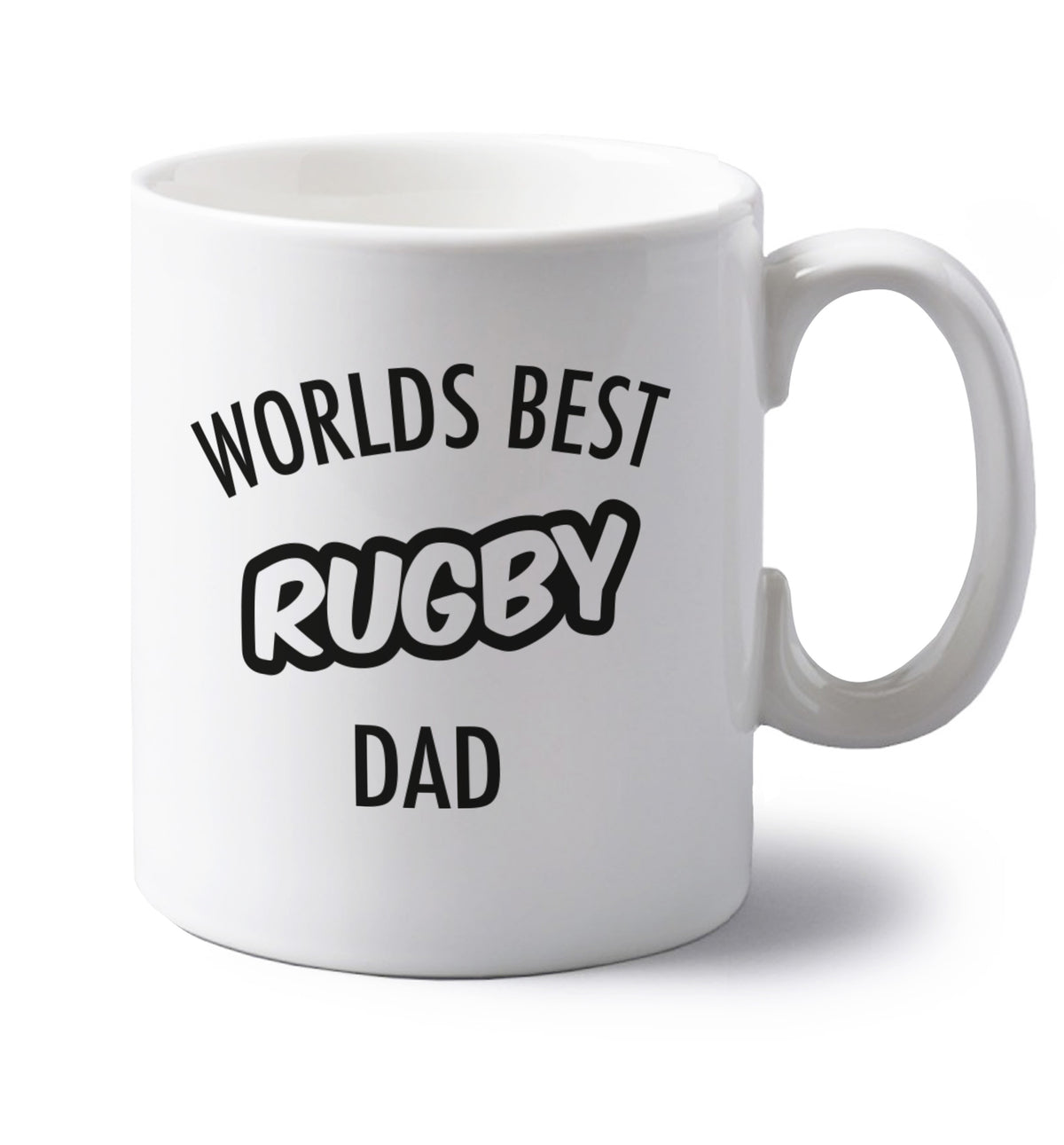 Worlds best rugby dad left handed white ceramic mug