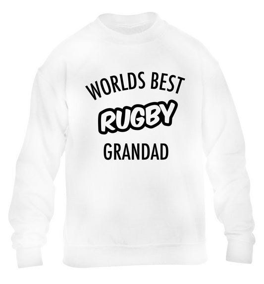 Worlds best rugby grandad children's white sweater 12-13 Years