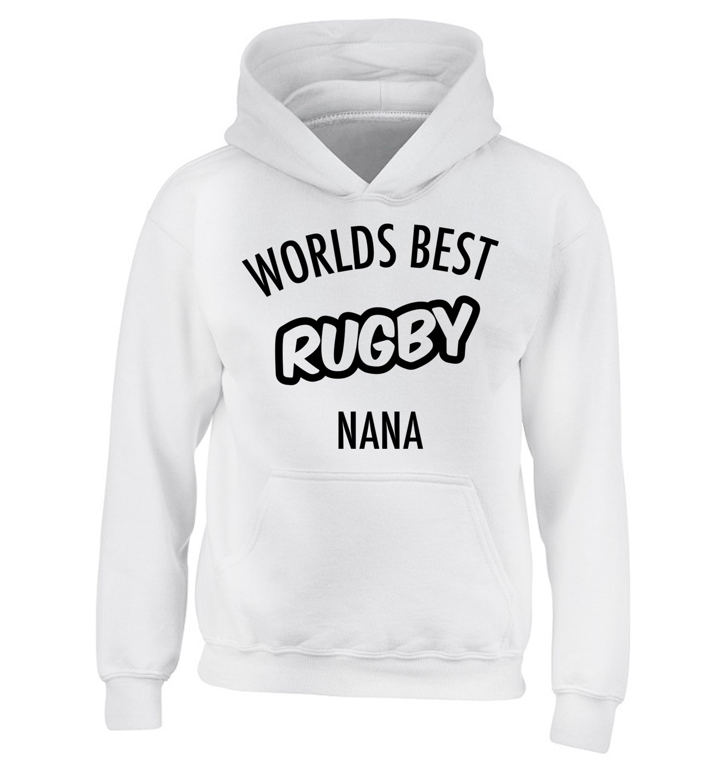 Worlds Best Rugby Grandma children's white hoodie 12-13 Years