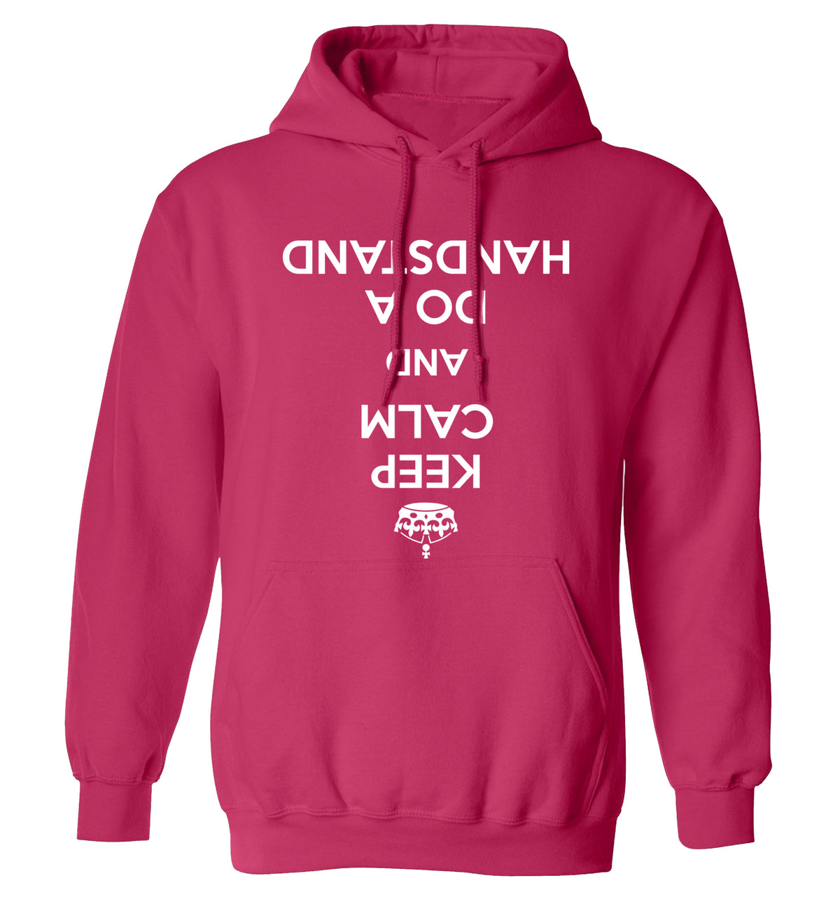 Keep calm and do a handstand adults unisex pink hoodie 2XL
