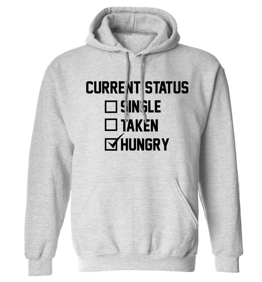 Relationship status single taken hungry adults unisex grey hoodie 2XL