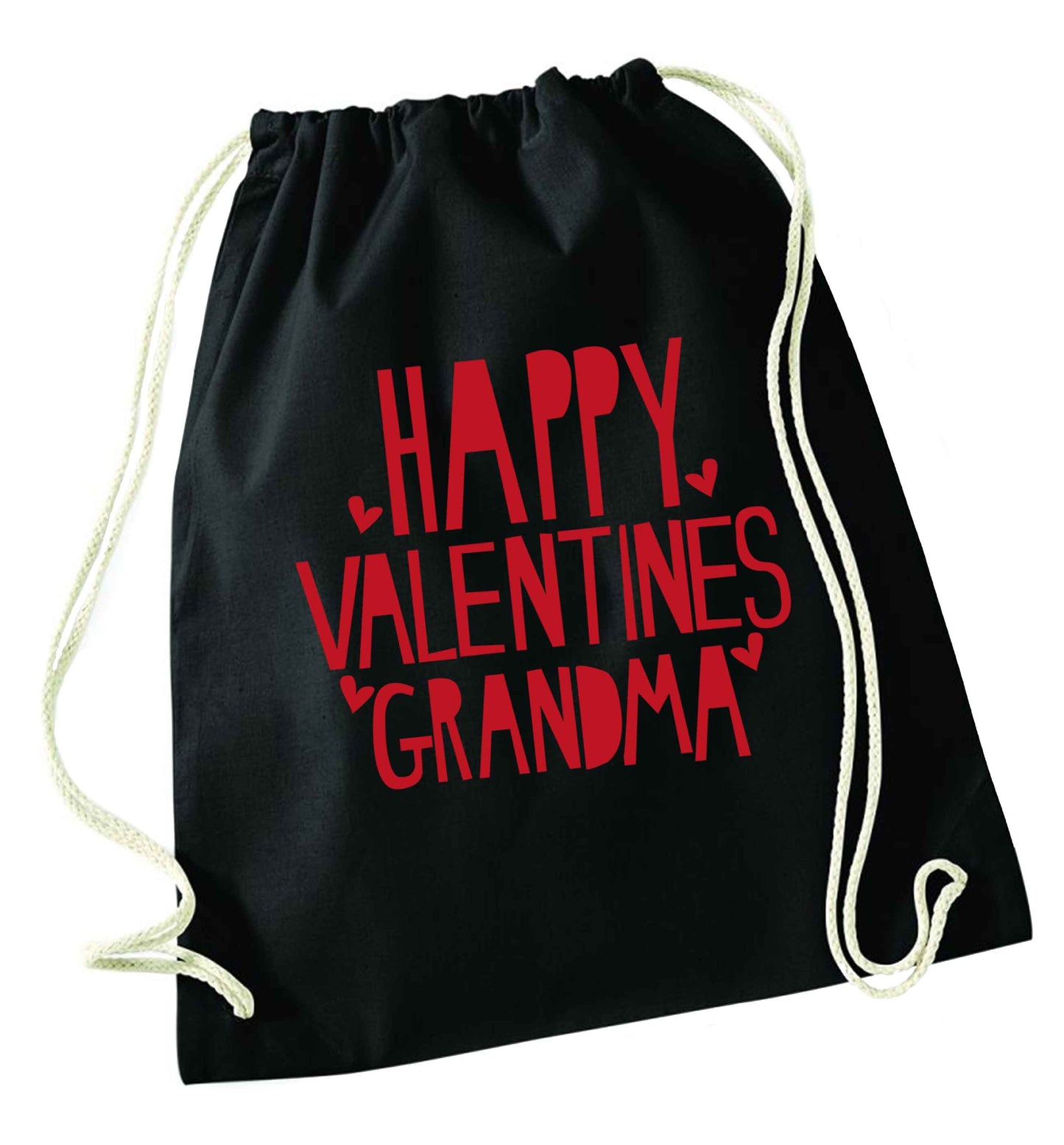 Happy valentines grandma black drawstring bag