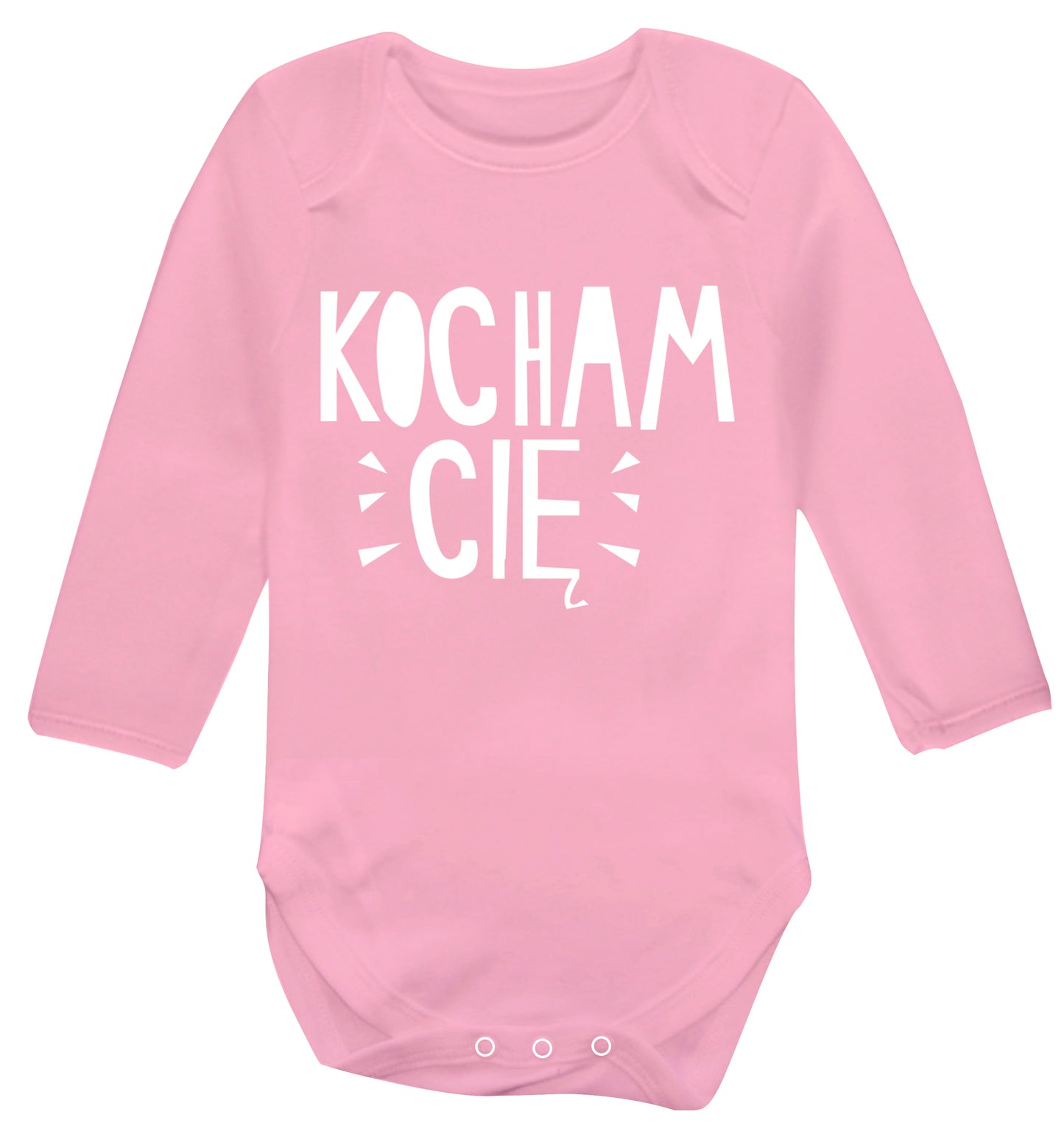 Kocham ci_ - I love you Baby Vest long sleeved pale pink 6-12 months