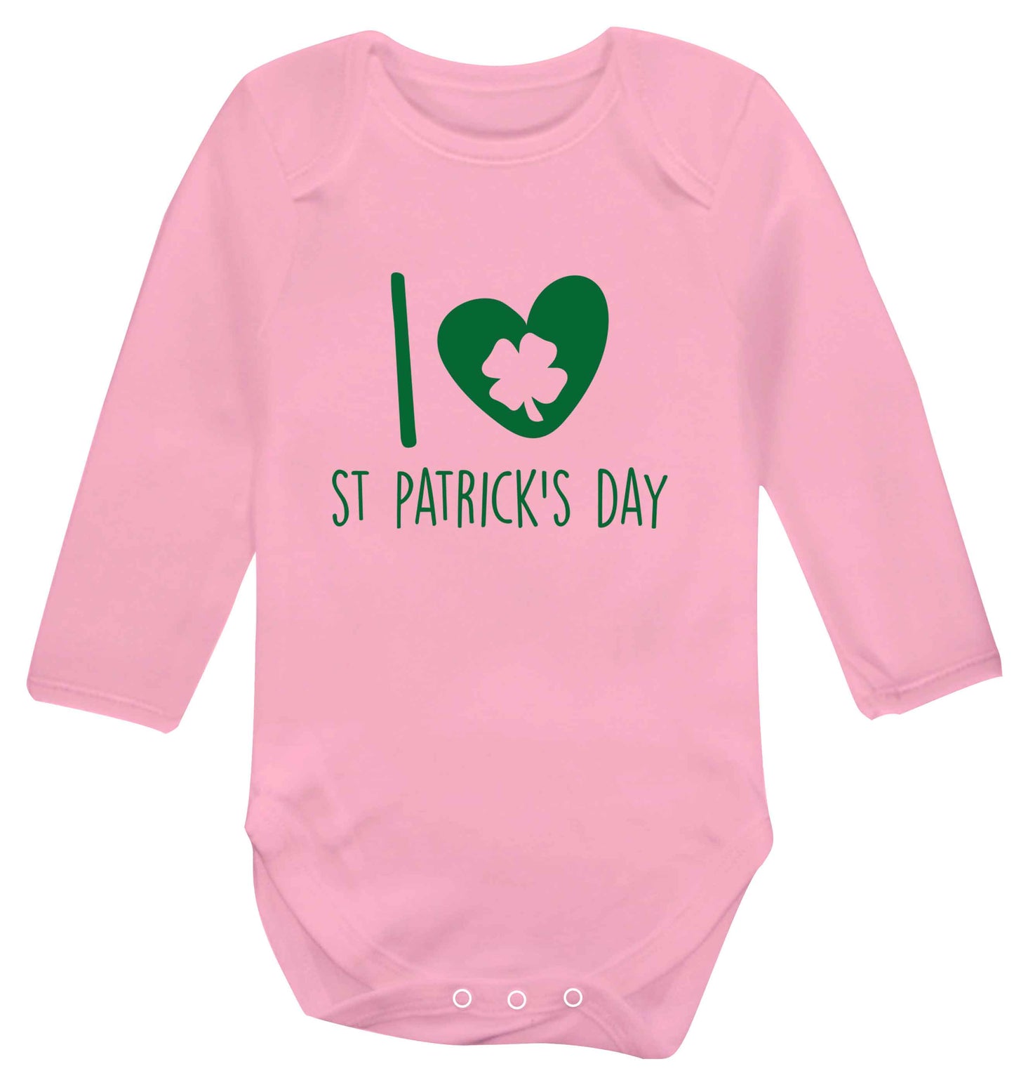 I love St.Patricks day baby vest long sleeved pale pink 6-12 months