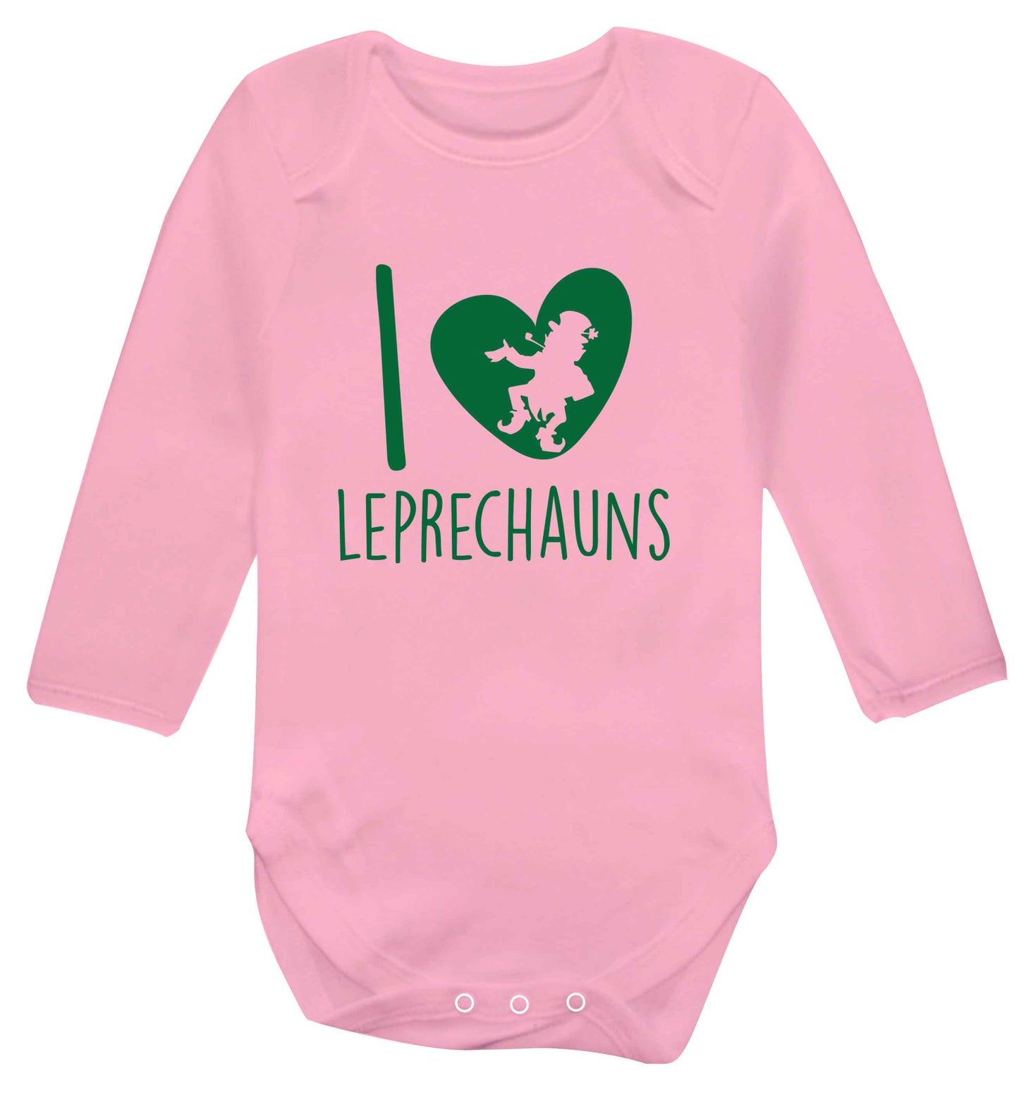 I love leprechauns baby vest long sleeved pale pink 6-12 months