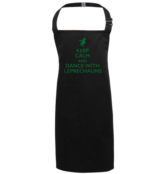Keep calm and dance with leprechauns black apron 7-10 years