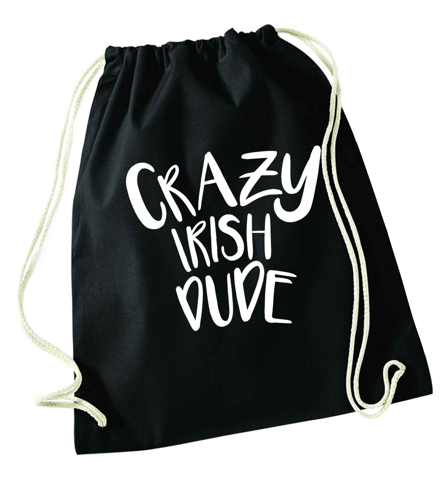 Crazy Irish dude black drawstring bag