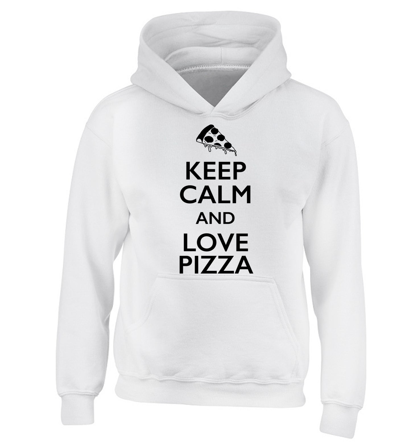 Keep calm and love pizza children's white hoodie 12-13 Years