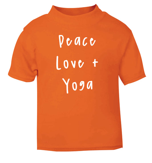 Peace love and yoga orange Baby Toddler Tshirt 2 Years