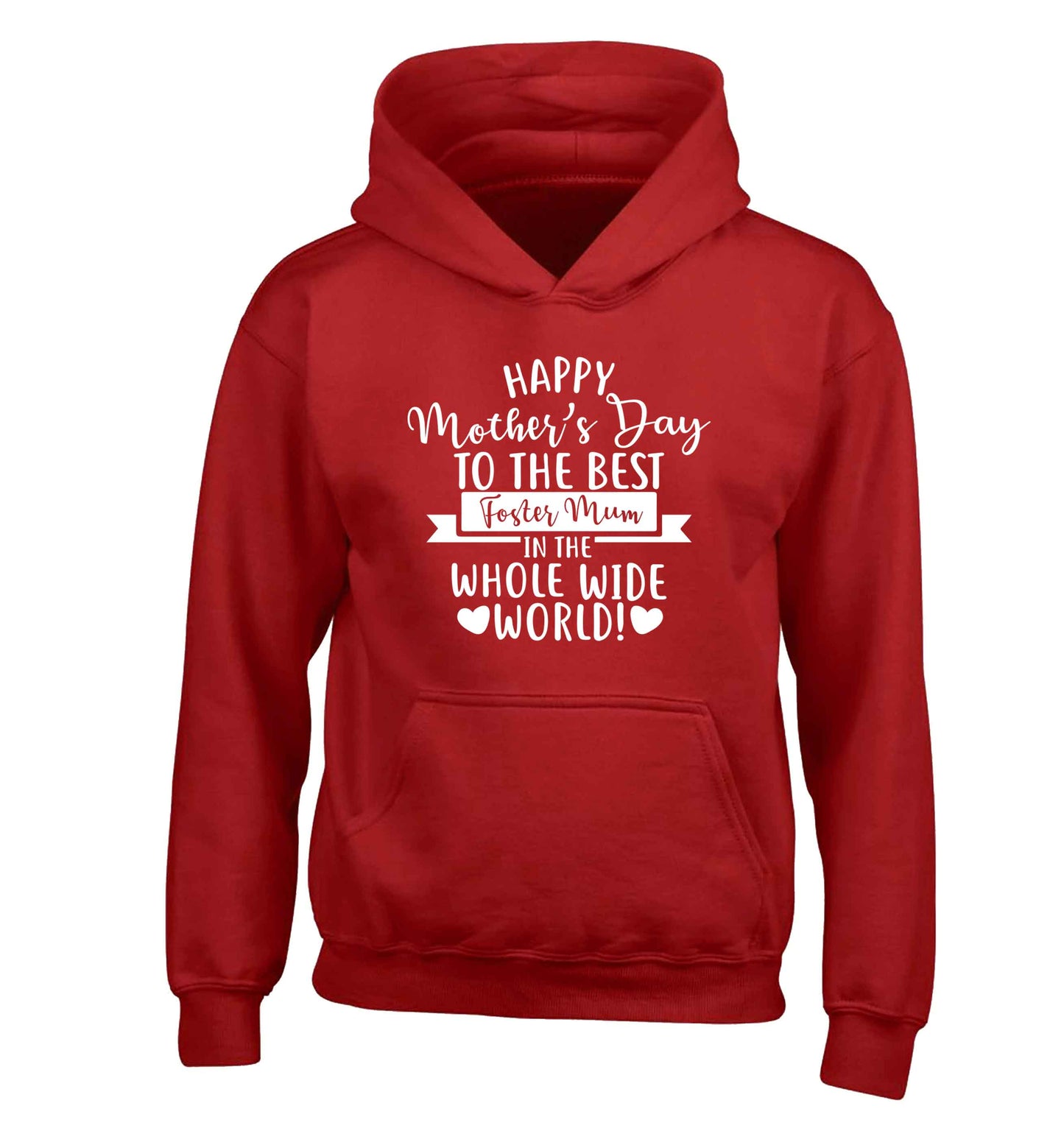 Happy mother's day to the best foster mum in the world children's red hoodie 12-13 Years