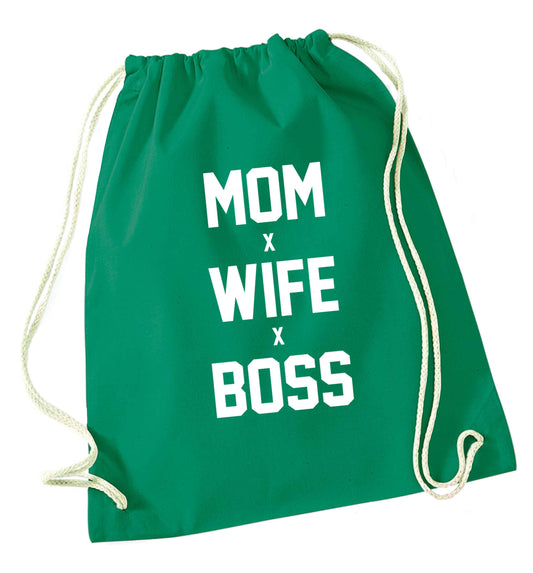 Mum wife boss green drawstring bag
