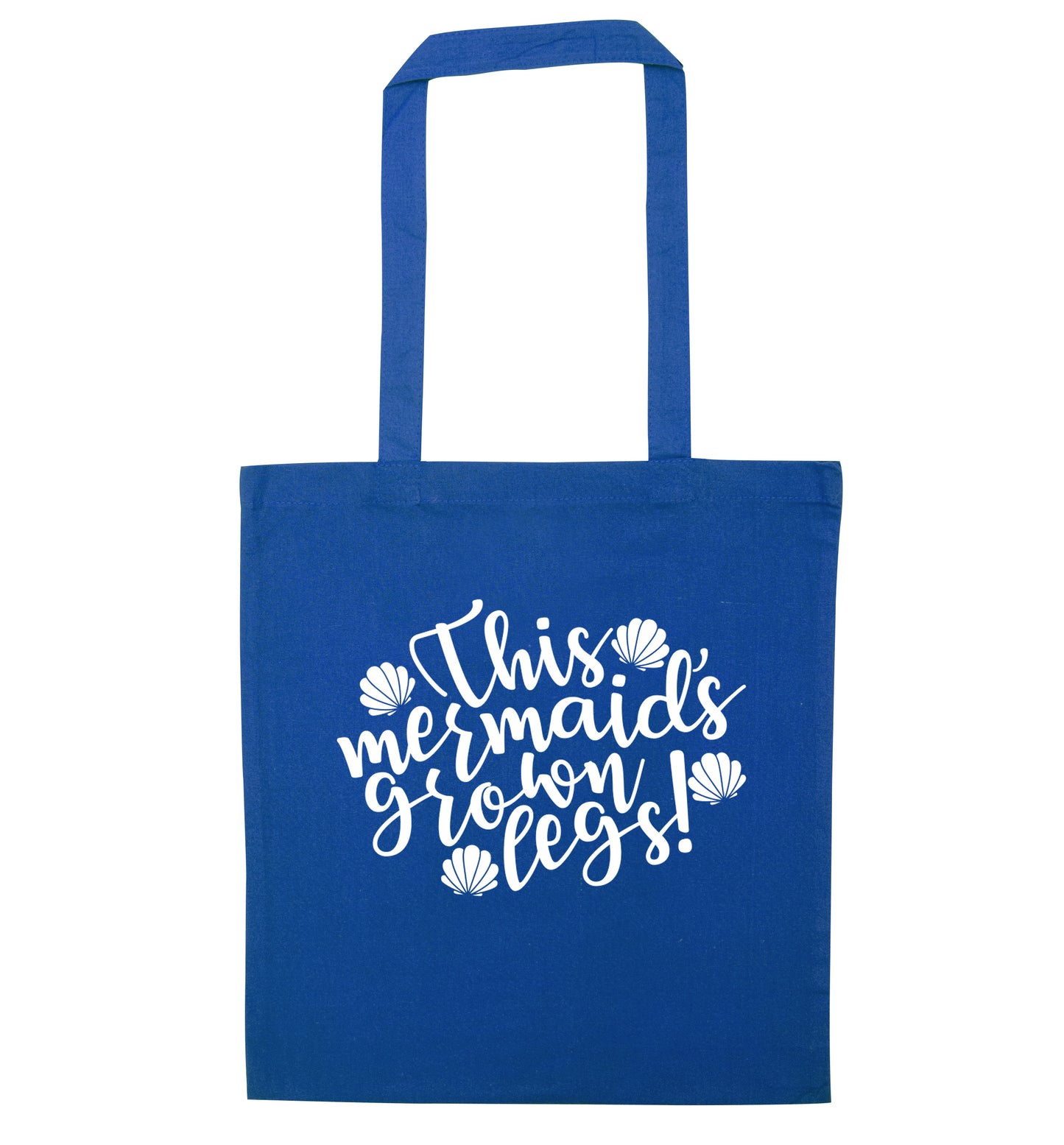 This mermaid's grown legs! blue tote bag