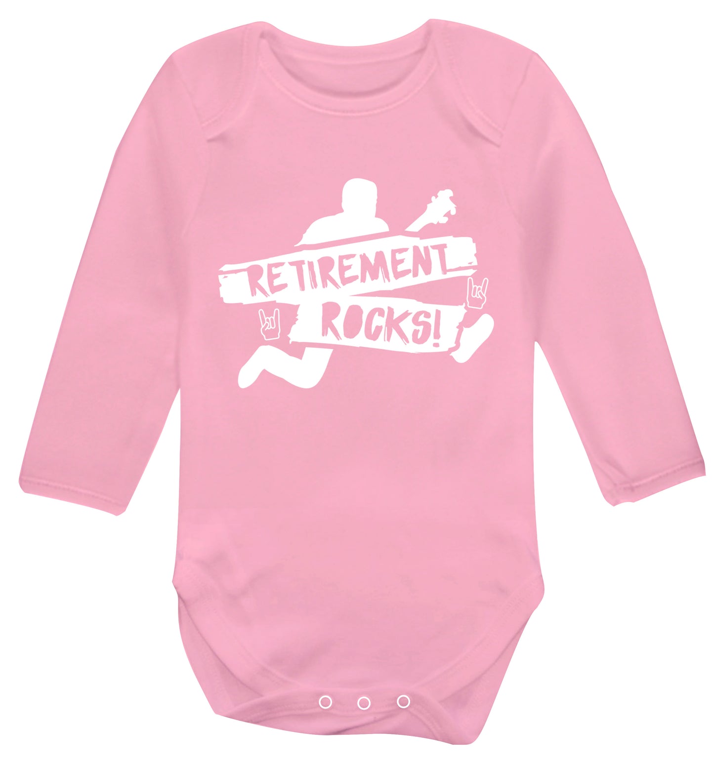 Retirement Rocks Baby Vest long sleeved pale pink 6-12 months