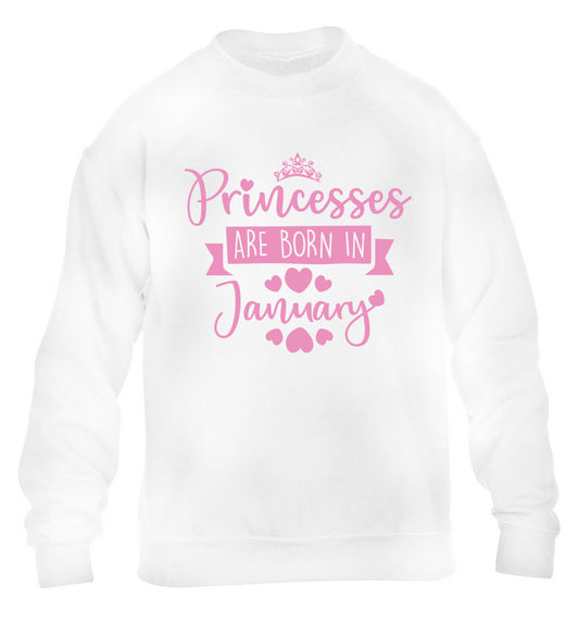 Princesses are born in January children's white sweater 12-13 Years