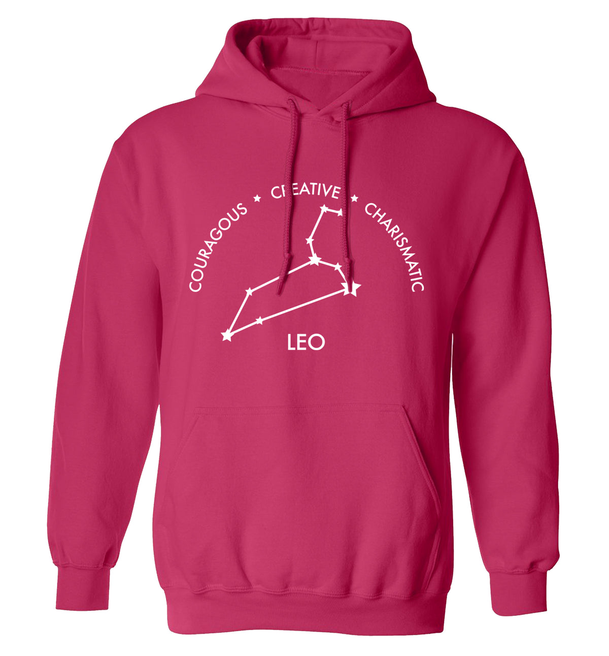 Leo - Courageous | Creative | Charismatic adults unisex pink hoodie 2XL