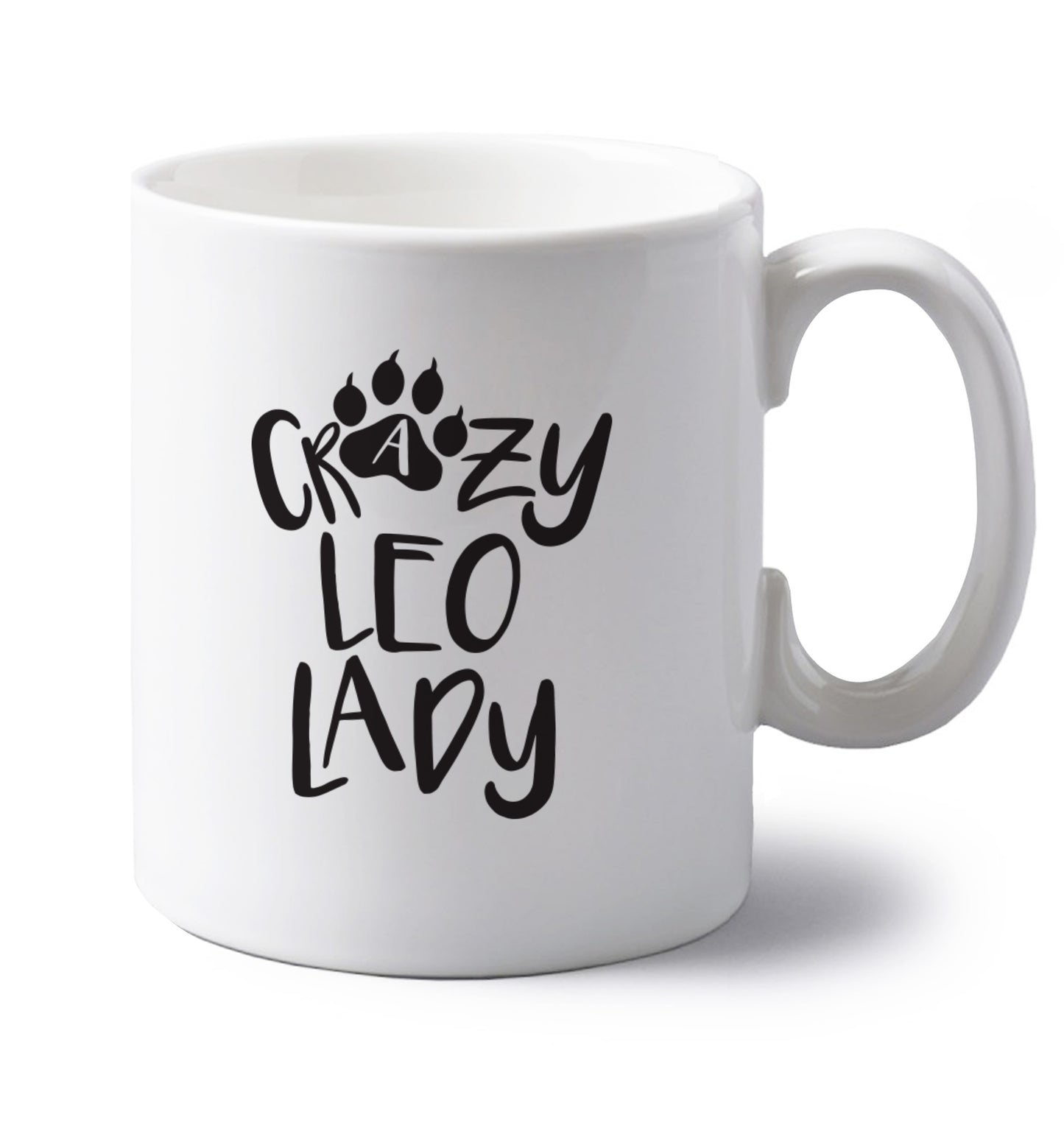 Crazy leo lady left handed white ceramic mug