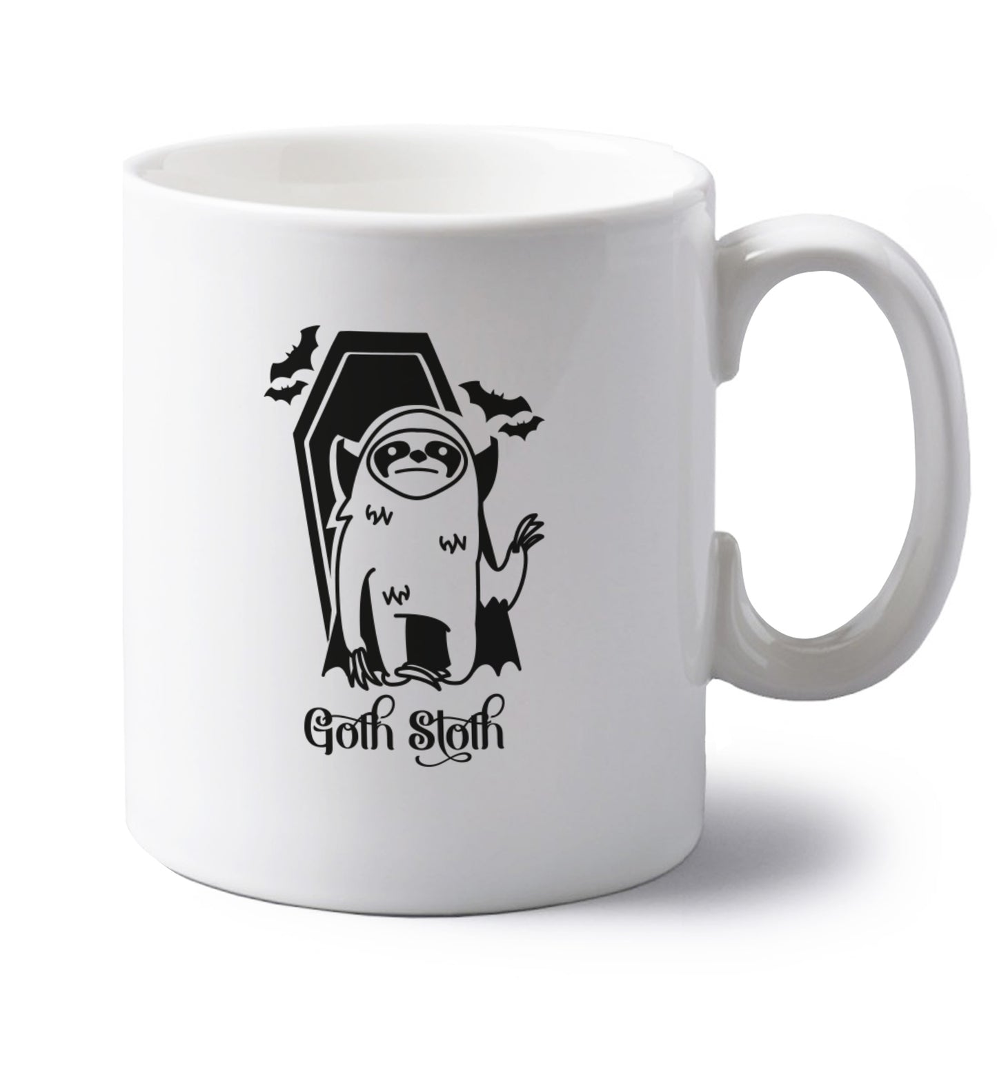 Goth Sloth left handed white ceramic mug