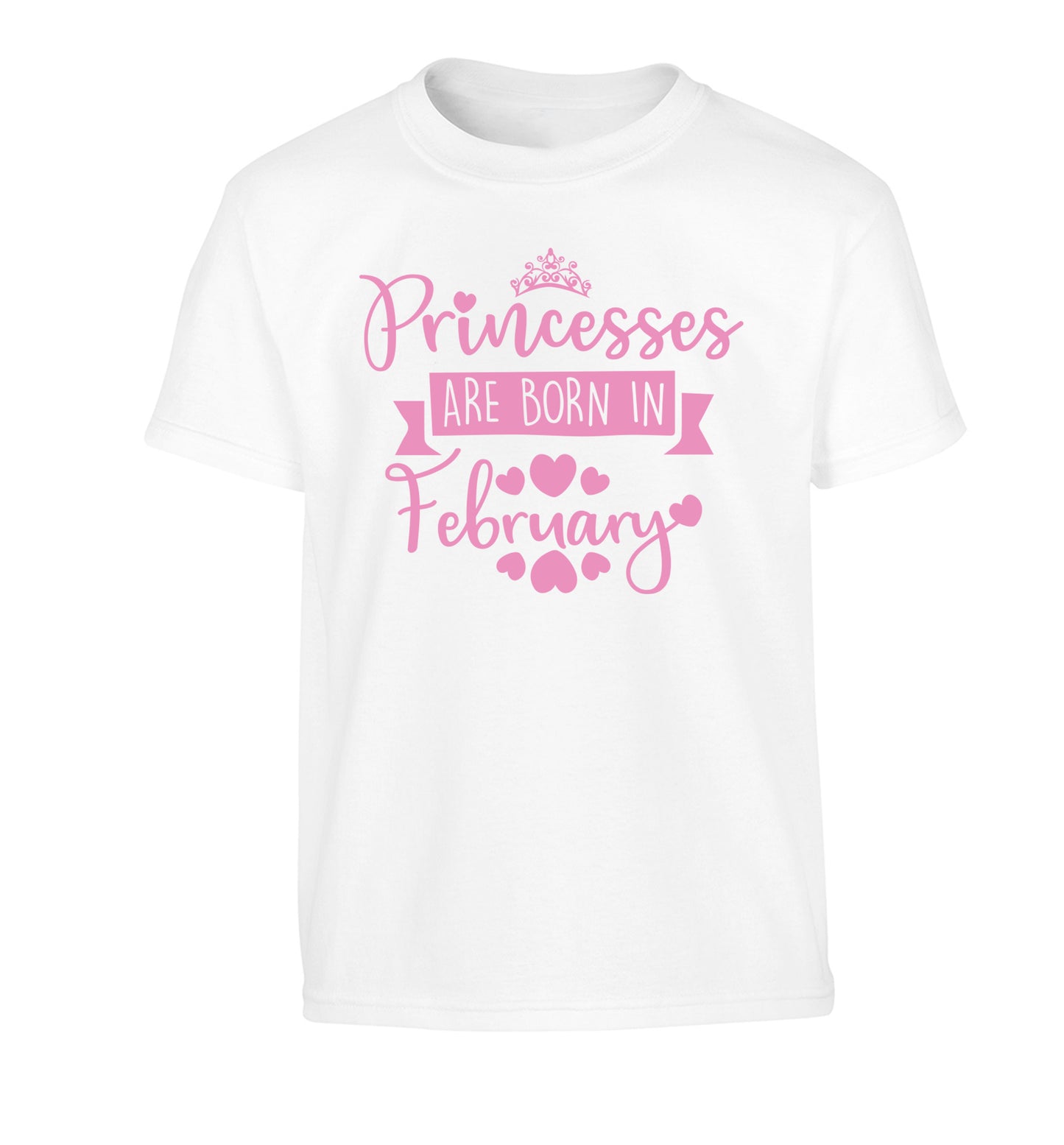 Princesses are born in February Children's white Tshirt 12-13 Years