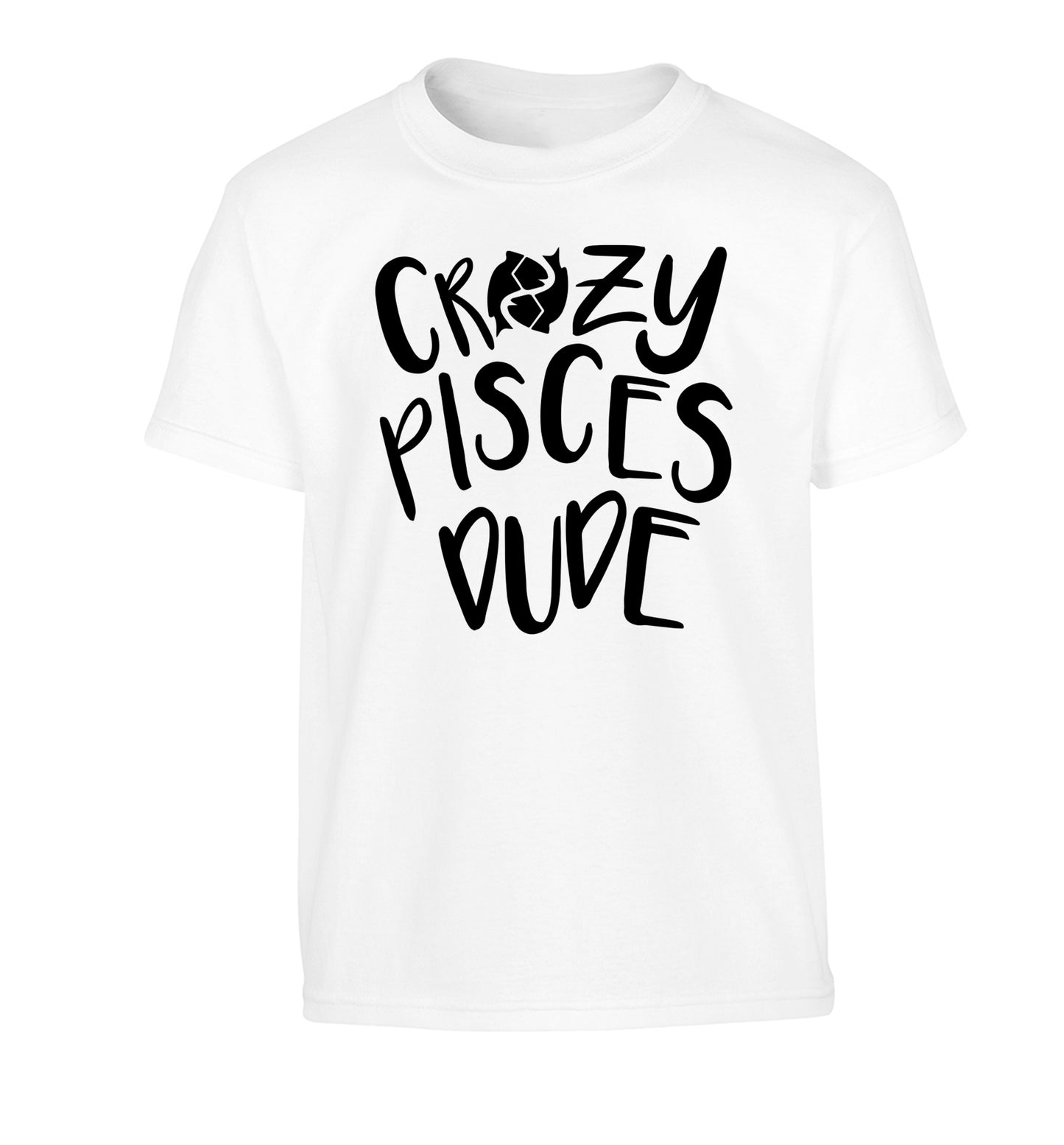 Crazy pisces dude Children's white Tshirt 12-13 Years