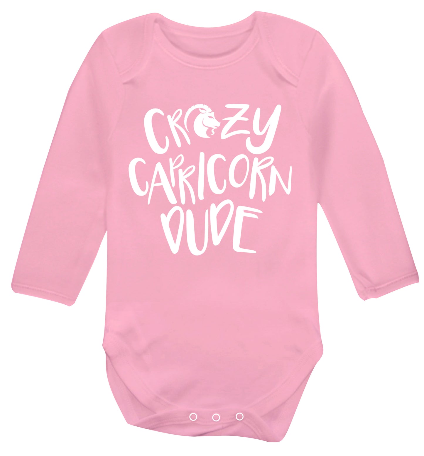 Crazy capricorn dude Baby Vest long sleeved pale pink 6-12 months
