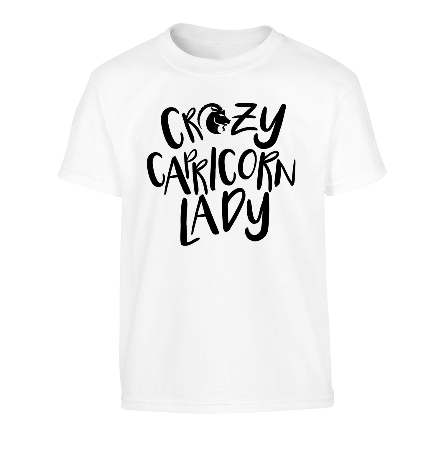 Crazy capricorn lady Children's white Tshirt 12-13 Years
