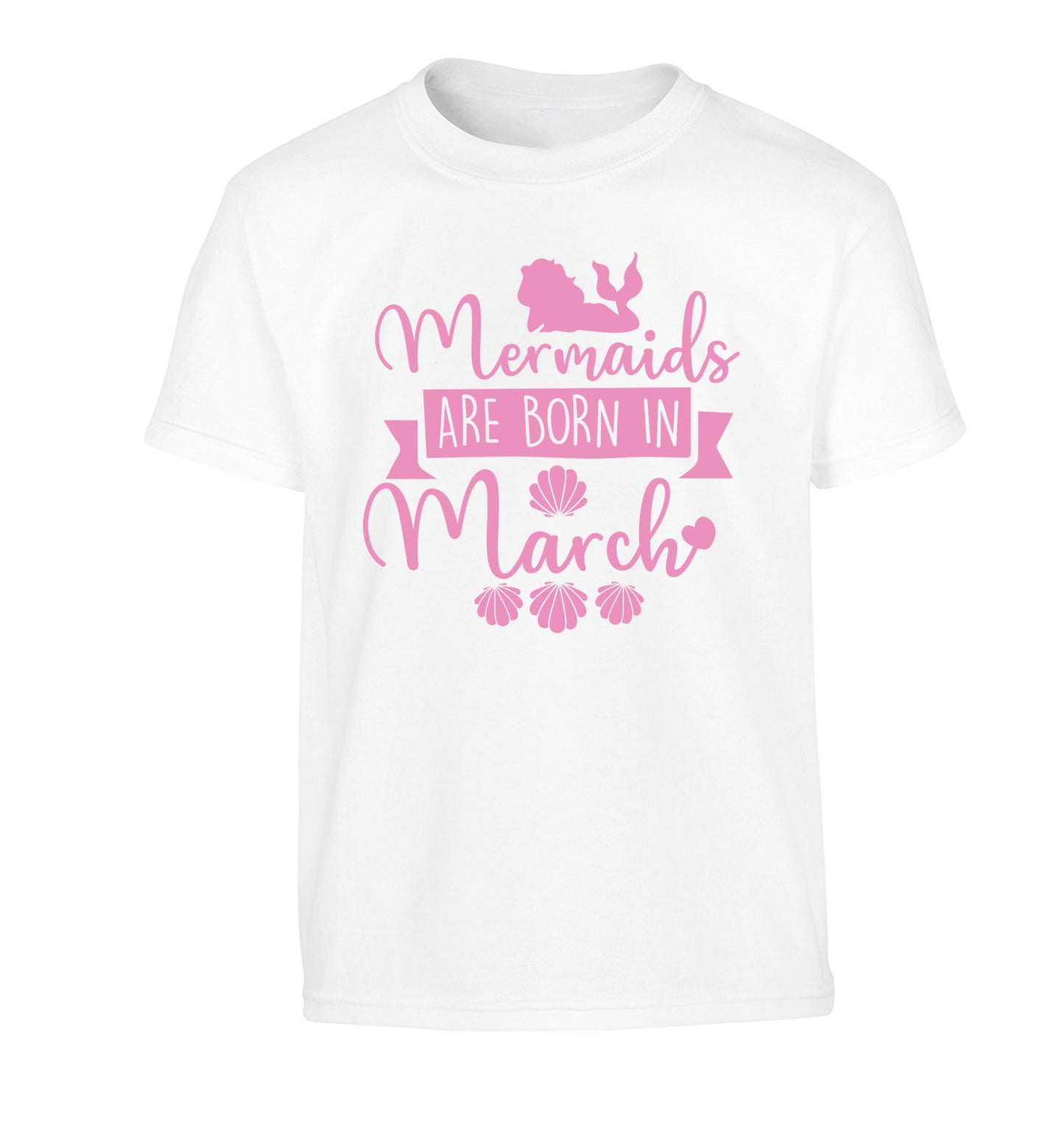 Mermaids are born in March Children's white Tshirt 12-13 Years