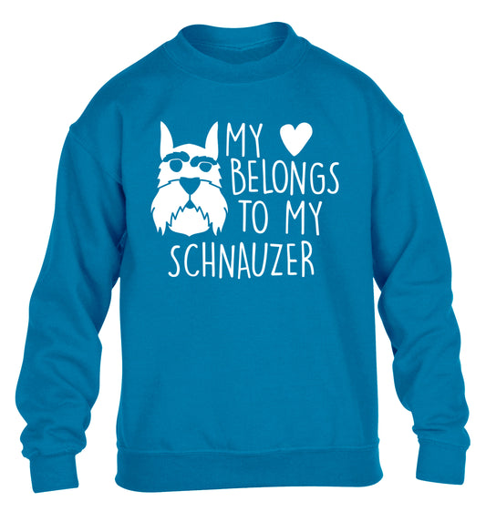 My heart belongs to my schnauzer children's blue sweater 12-13 Years