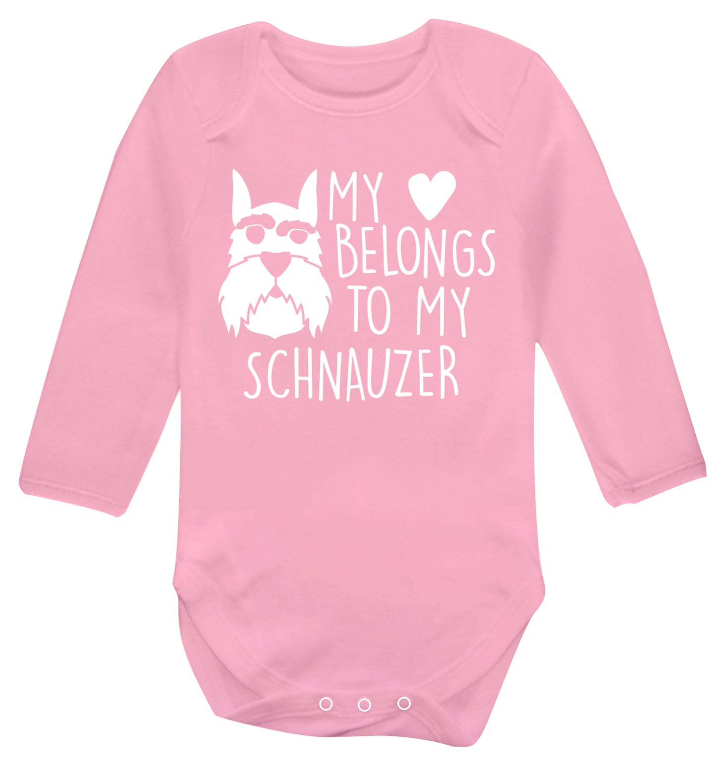 My heart belongs to my schnauzer Baby Vest long sleeved pale pink 6-12 months