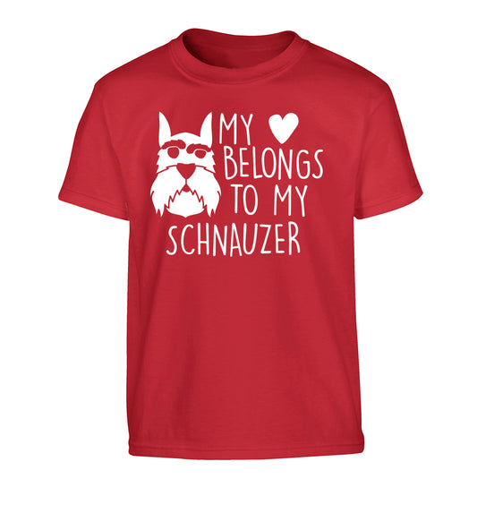 My heart belongs to my schnauzer Children's red Tshirt 12-13 Years