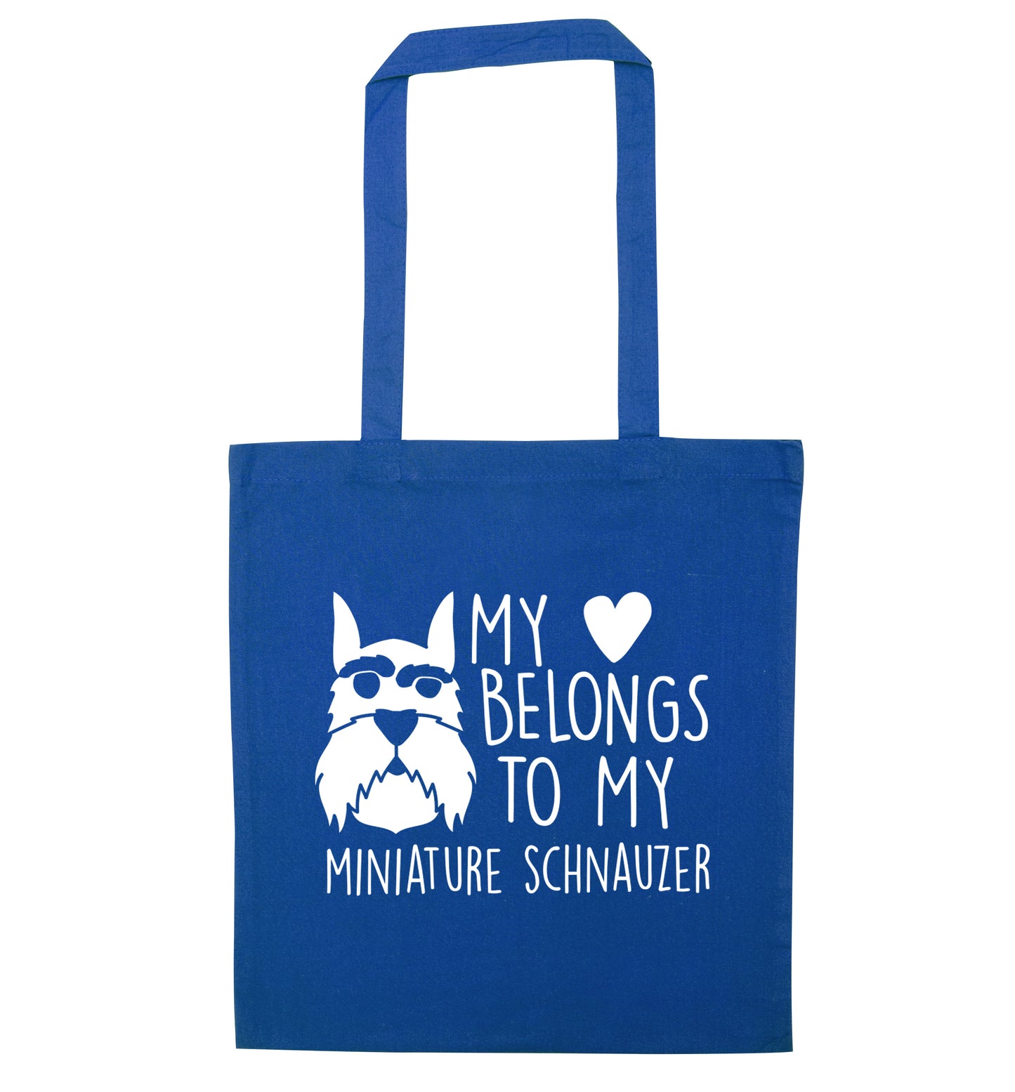 My heart belongs to my miniature schnauzer blue tote bag