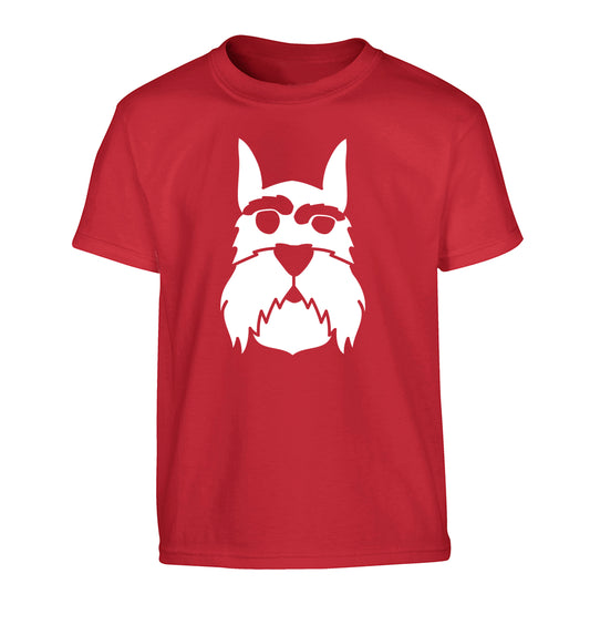 Schnauzer dog illustration Children's red Tshirt 12-13 Years