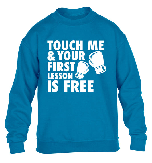 Touch me and your First Lesson is Free children's blue sweater 12-13 Years