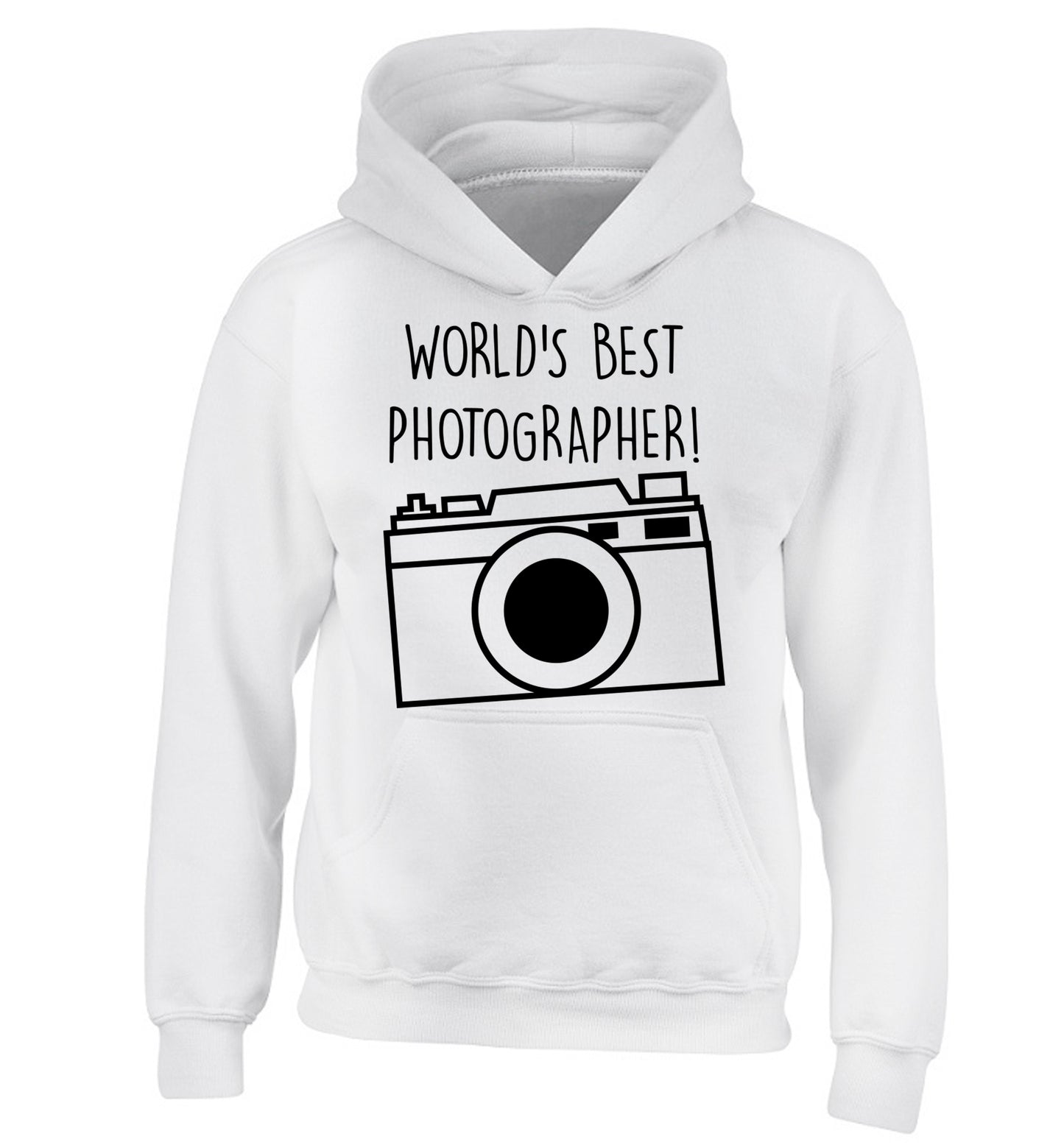 Worlds best photographer children's white hoodie 12-13 Years