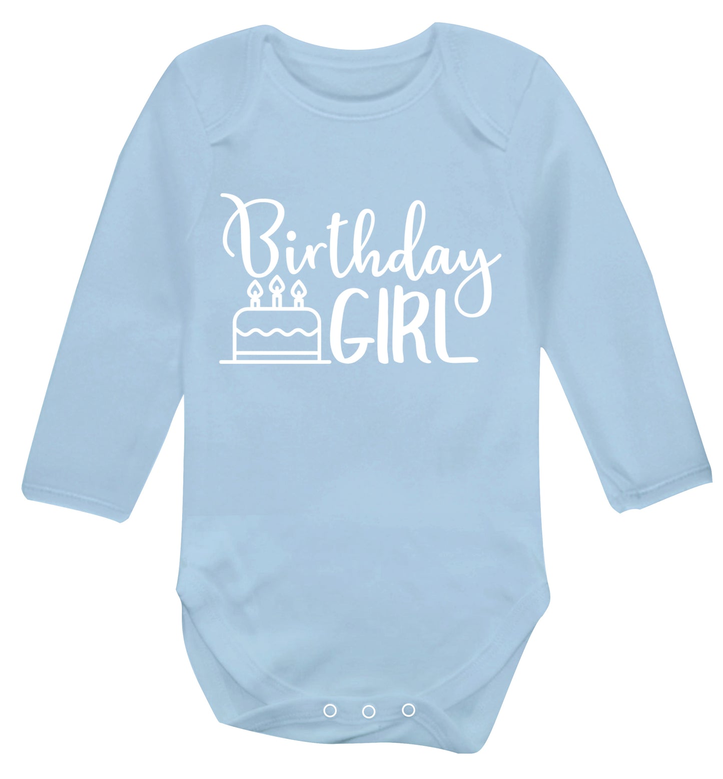 Birthday Girl Baby Vest long sleeved pale blue 6-12 months