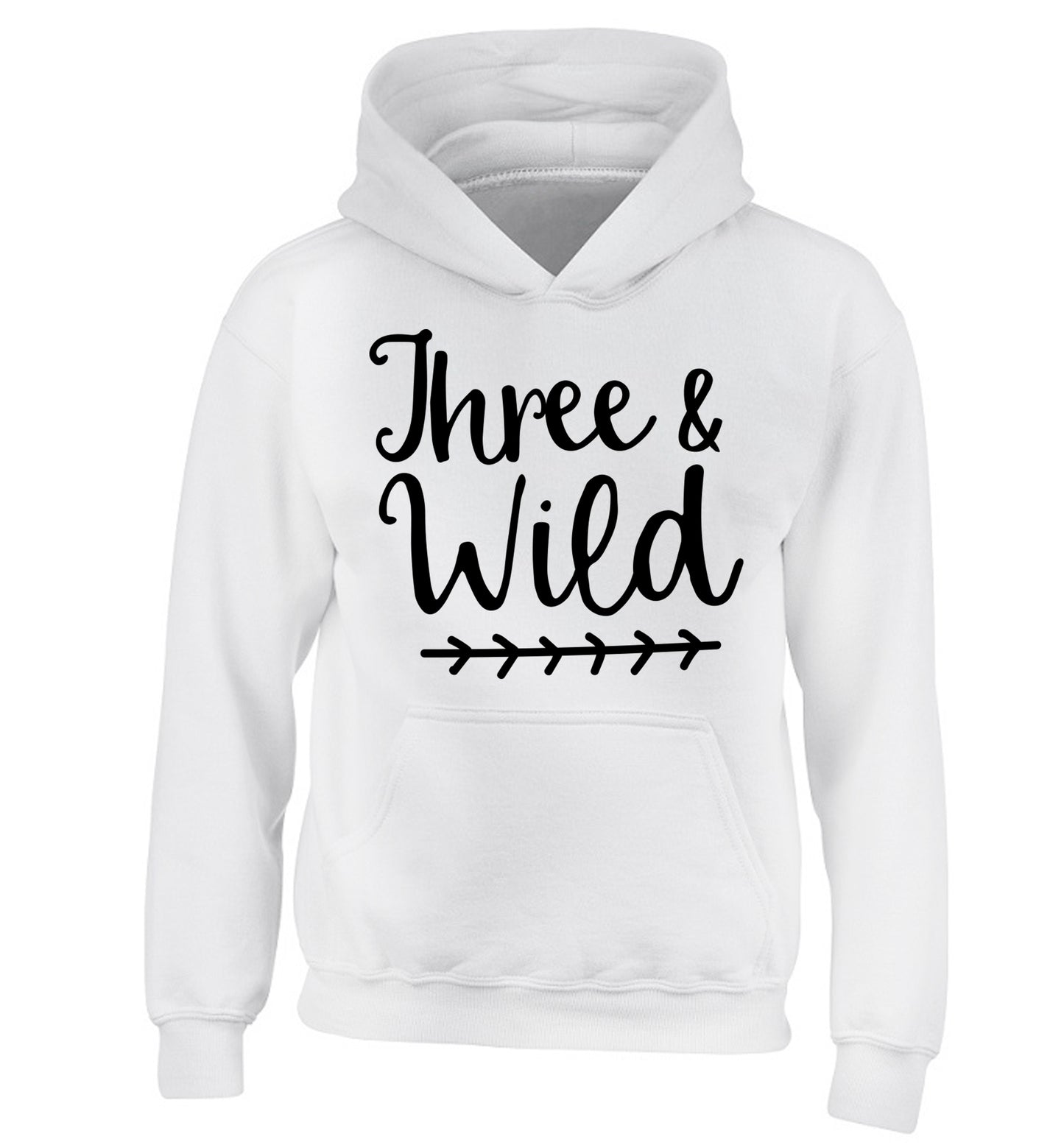 Three and wild children's white hoodie 12-13 Years
