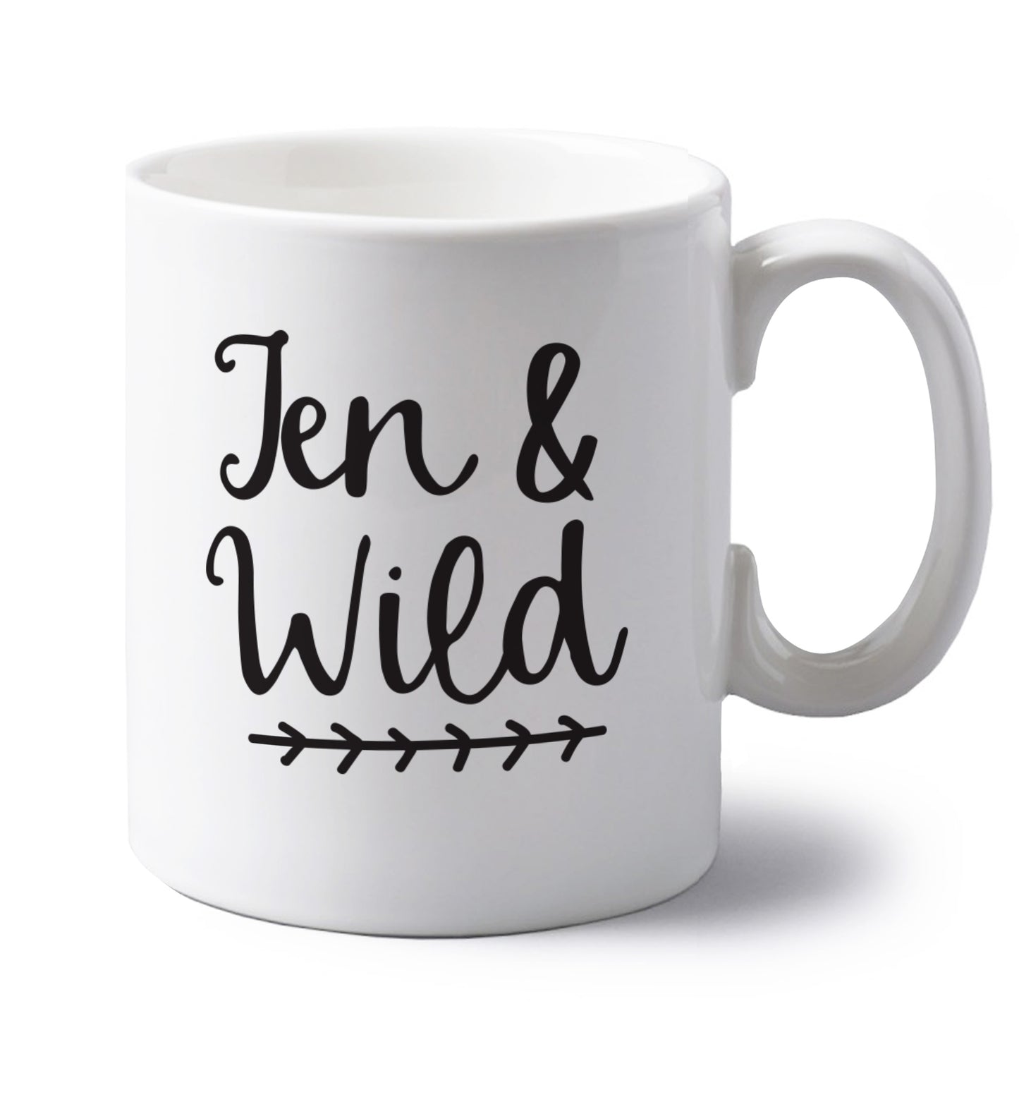 Ten and wild left handed white ceramic mug