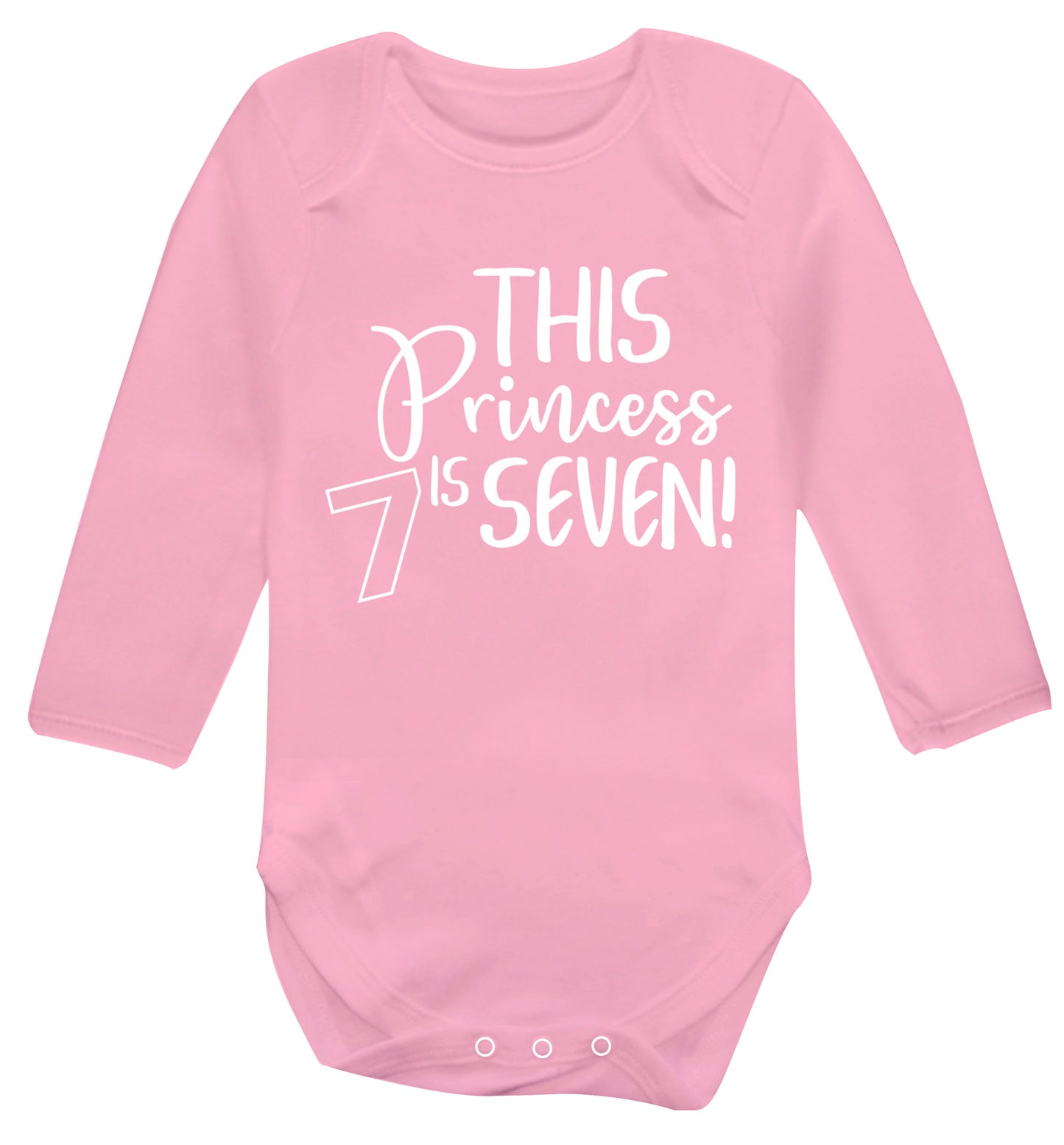 This princess is seven Baby Vest long sleeved pale pink 6-12 months