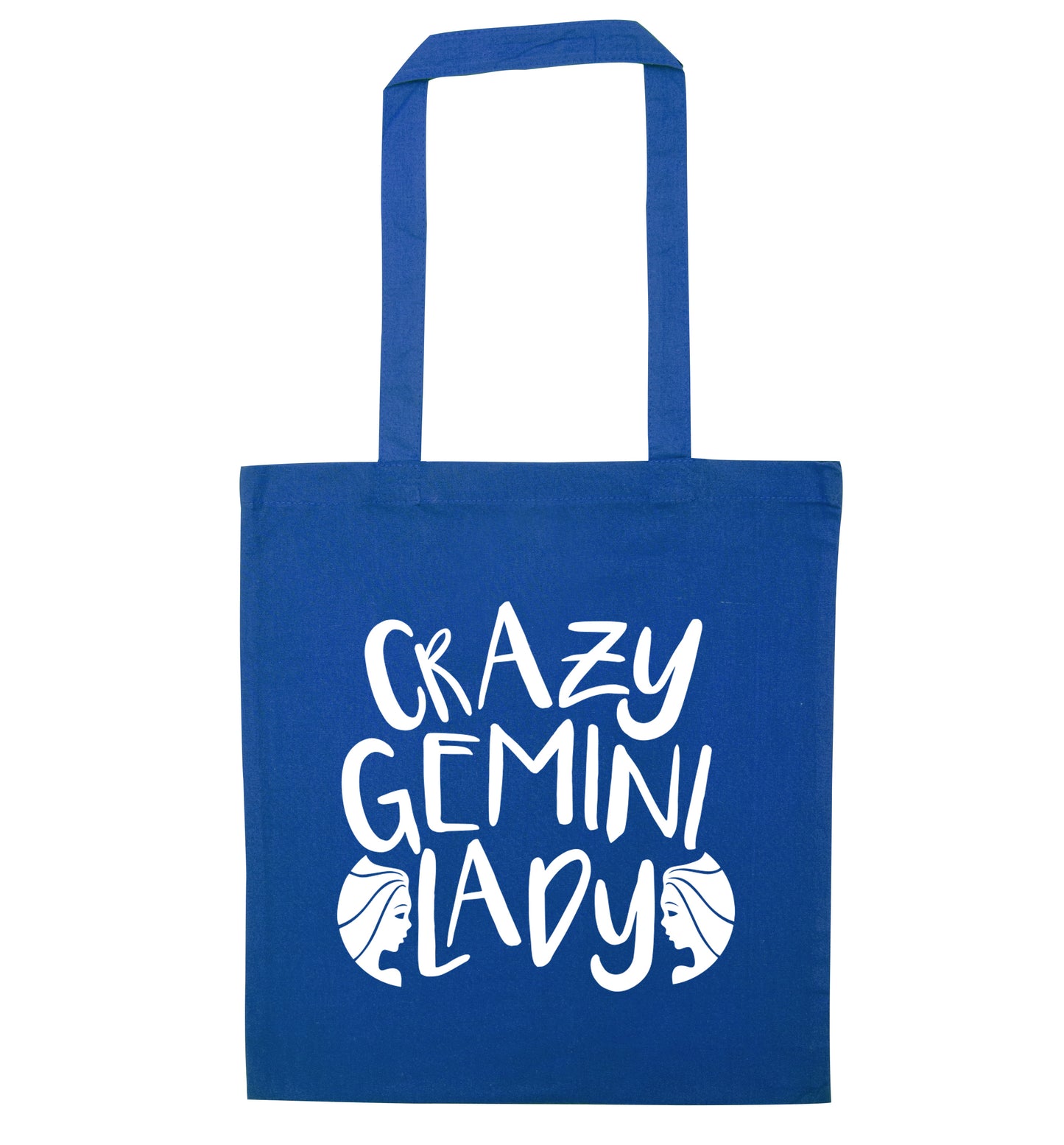 Crazy Gemini lady blue tote bag