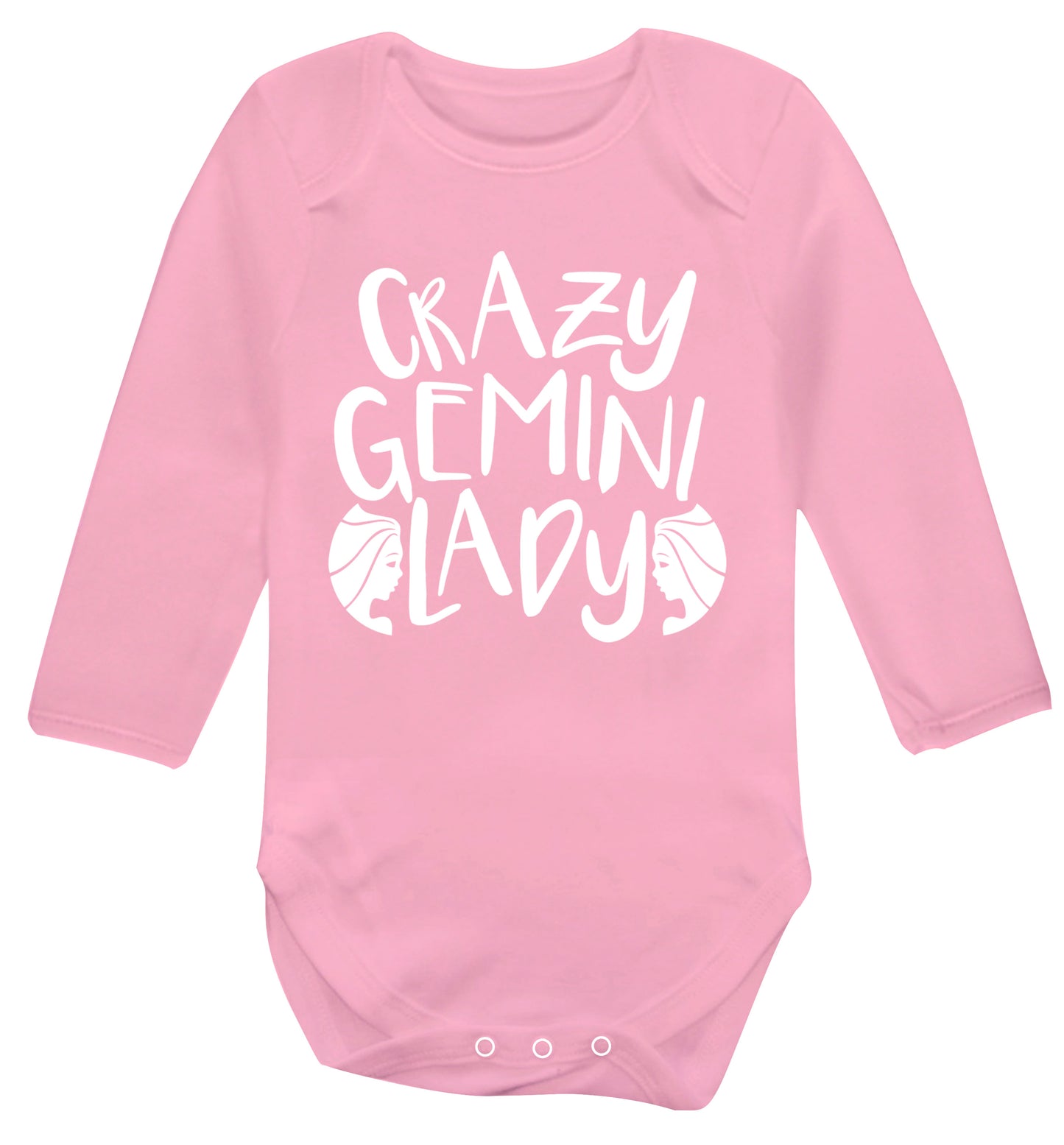 Crazy Gemini lady Baby Vest long sleeved pale pink 6-12 months