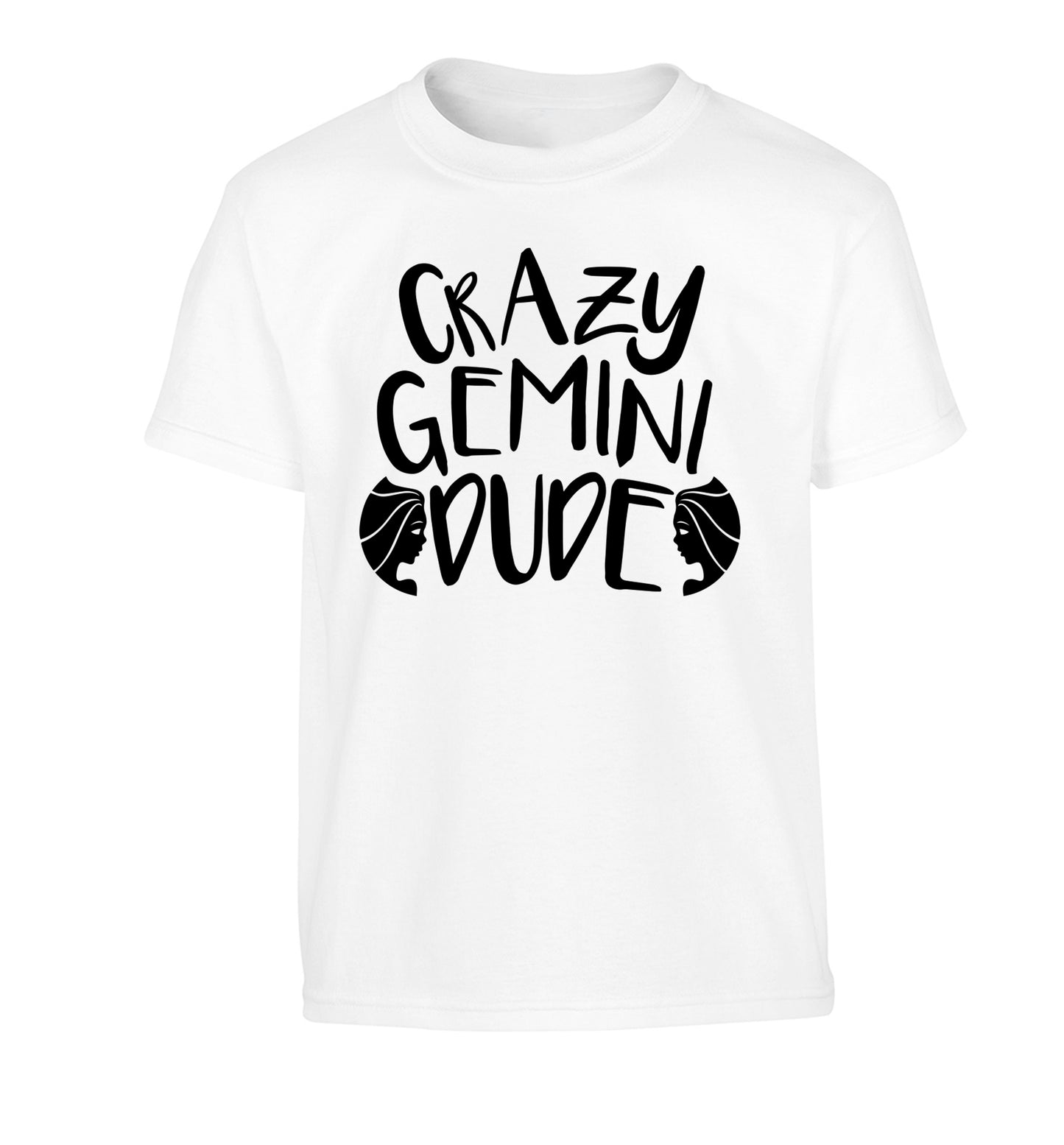 Crazy Gemini dude Children's white Tshirt 12-13 Years