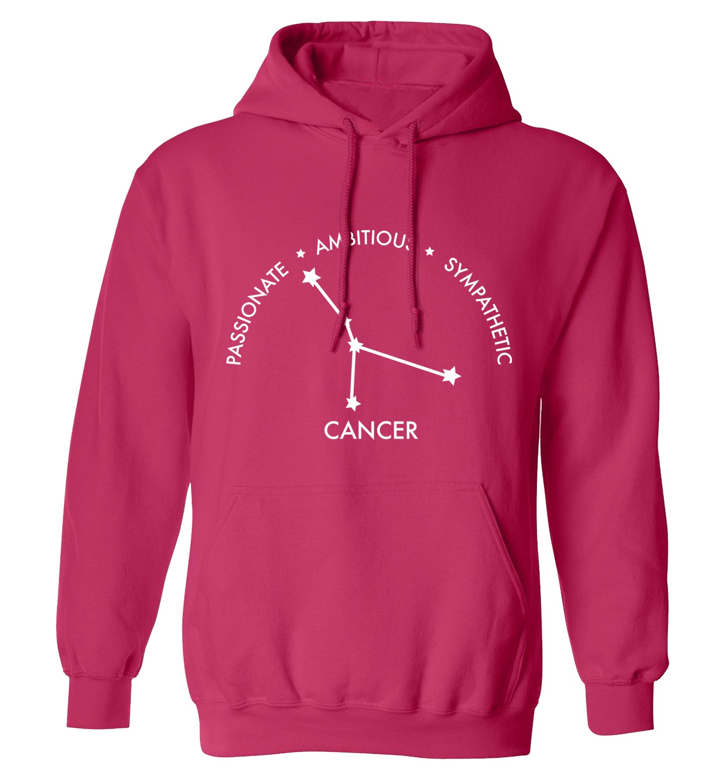 Cancer star sign passionate ambitious sympathetic adults unisex pink hoodie 2XL