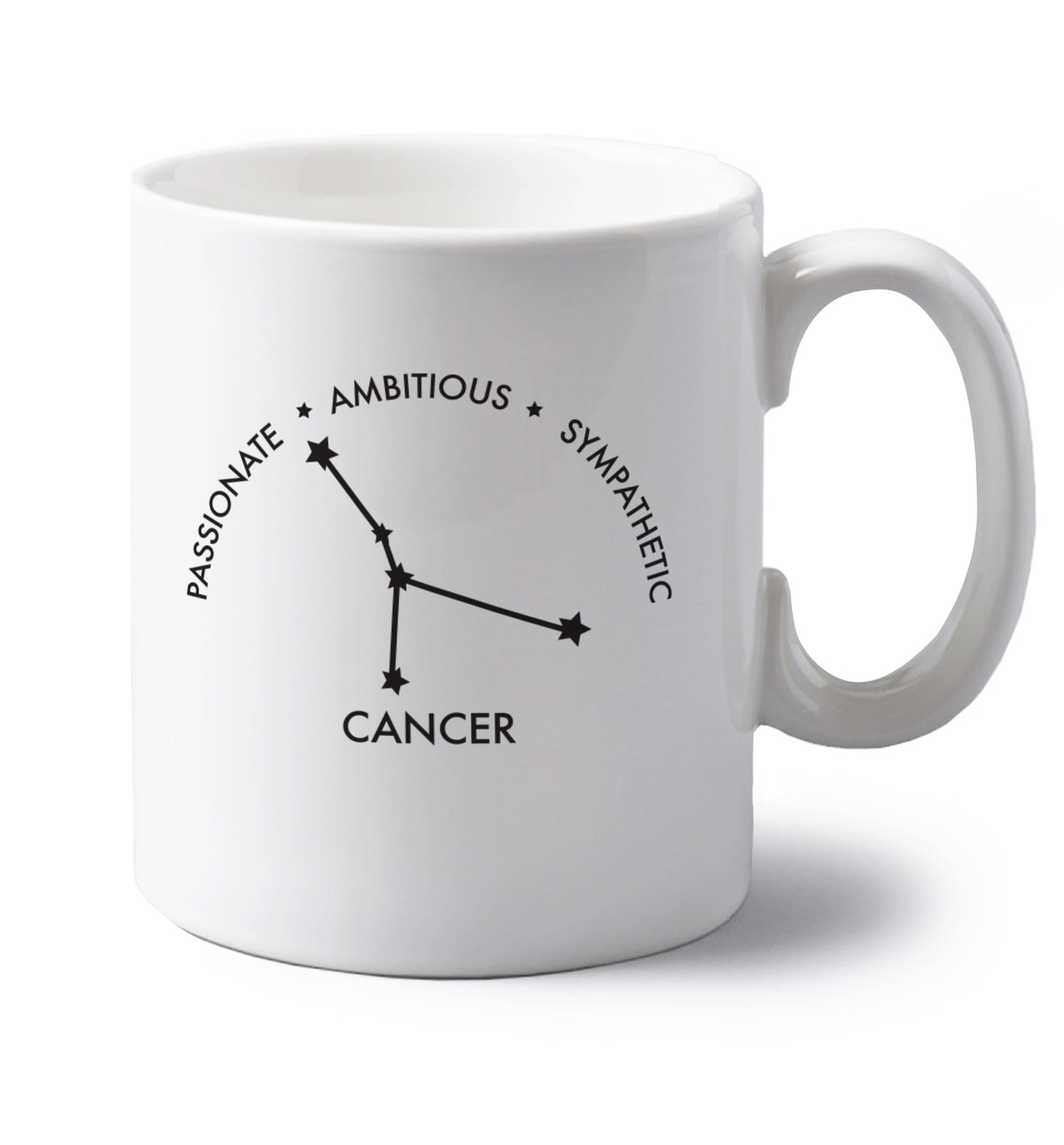 Cancer star sign passionate ambitious sympathetic left handed white ceramic mug