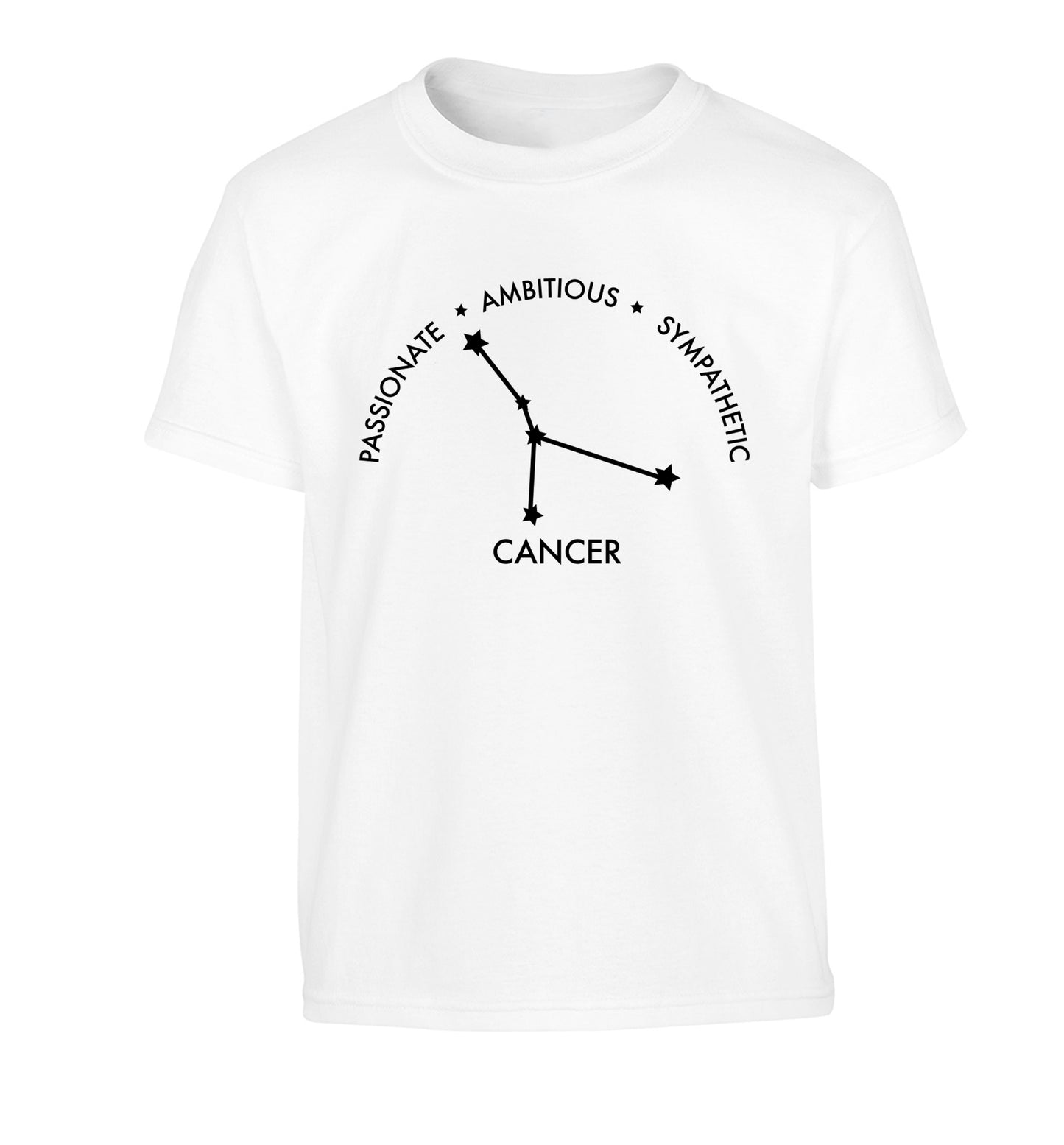 Cancer star sign passionate ambitious sympathetic Children's white Tshirt 12-13 Years