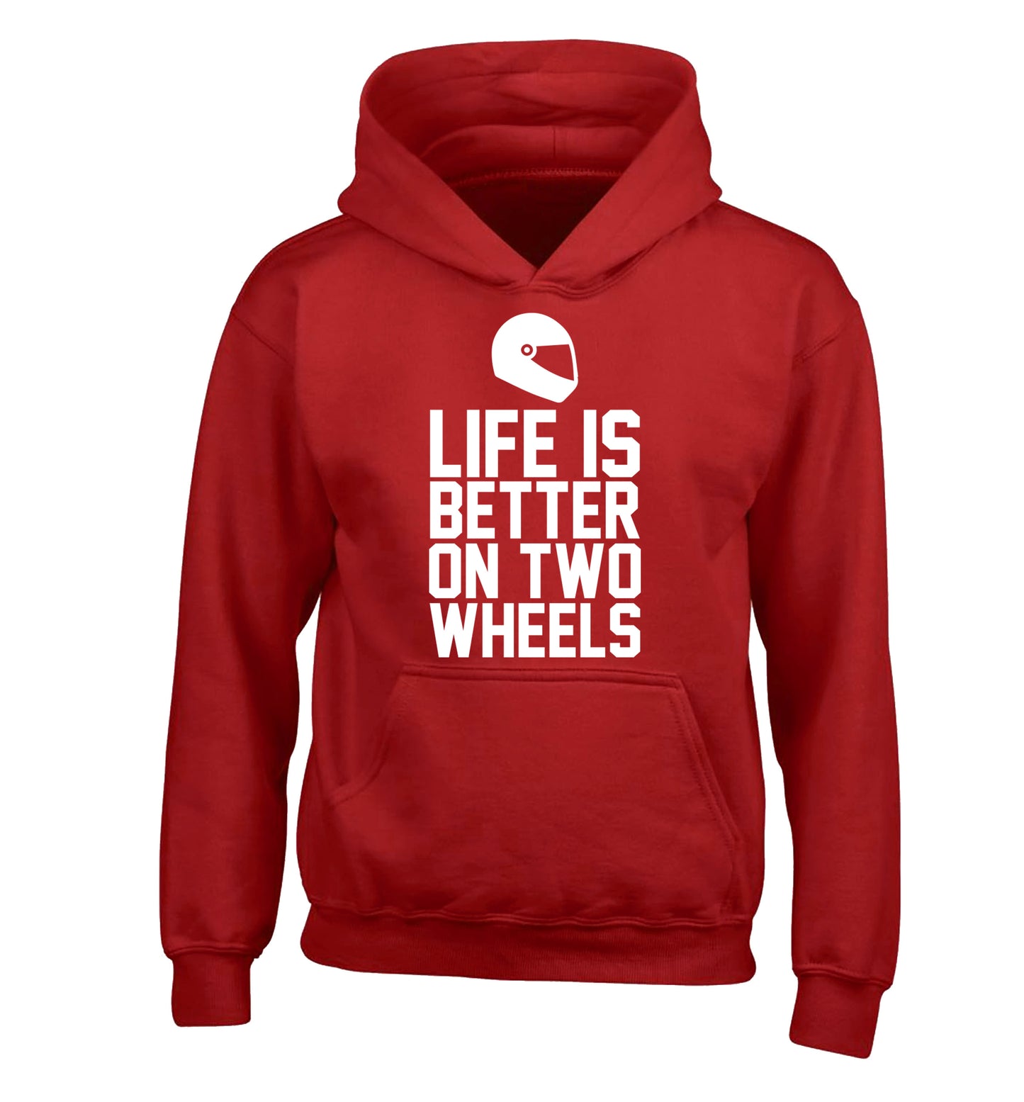 Life is better on two wheels children's red hoodie 12-13 Years