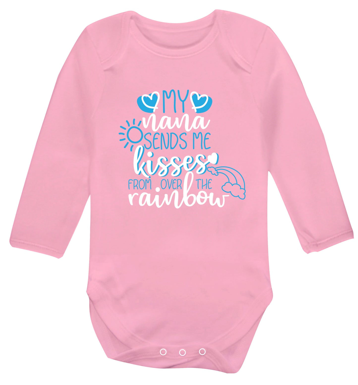 My nana sends me kisses from over the rainbow Baby Vest long sleeved pale pink 6-12 months