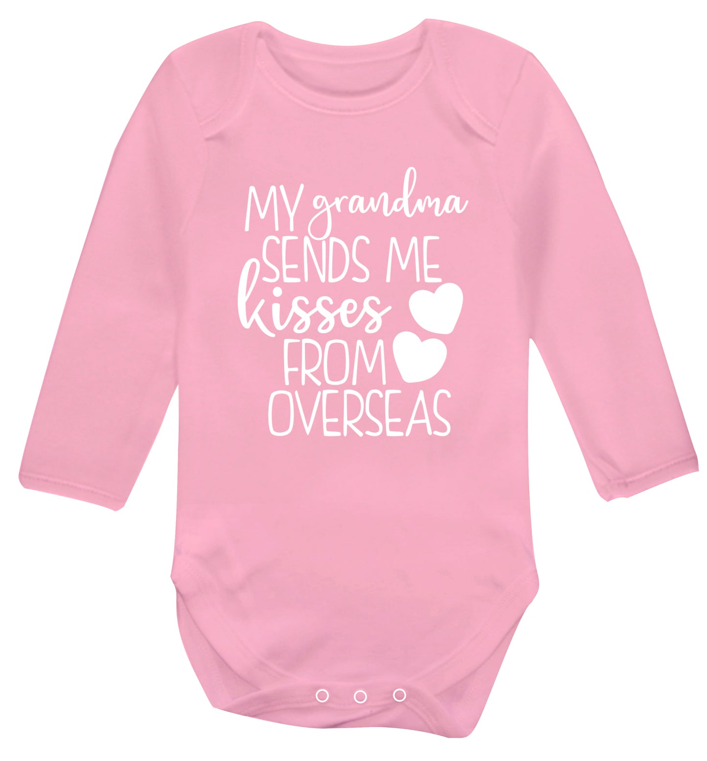 My Grandma sends me kisses from overseas Baby Vest long sleeved pale pink 6-12 months