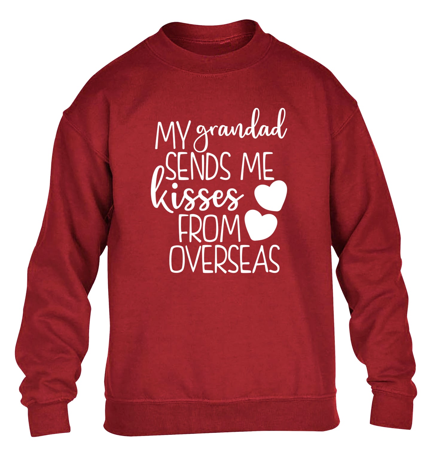 My Grandad sends me kisses from overseas children's grey sweater 12-13 Years