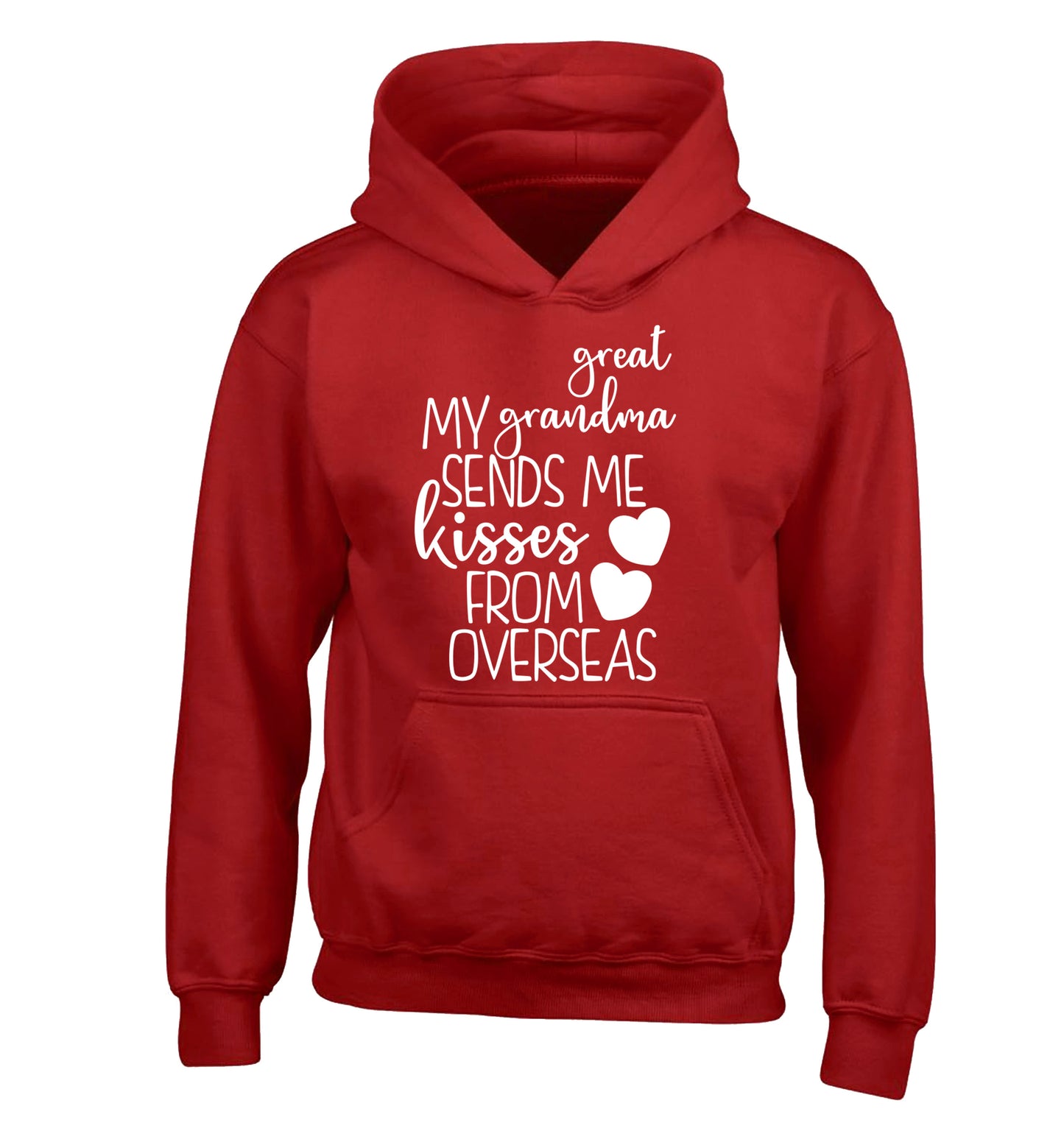 My great grandma sends me kisses from overseas children's red hoodie 12-13 Years