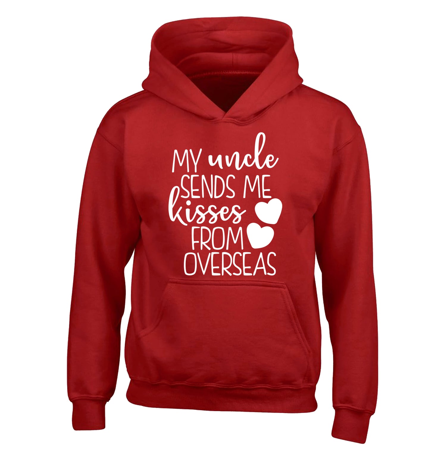 My uncle sends me kisses from overseas children's red hoodie 12-13 Years